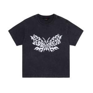 Black Teddy Fresh Butterfly Flames Tee | ITRNMP835