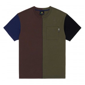 Brown Teddy Fresh Color Block Split Tee | XVBOKP261