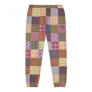 Brown Teddy Fresh Quilt Print Sweatpants | WAJURT098