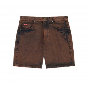 Brown Teddy Fresh Washed Denim Dad Shorts | DAUZNT170