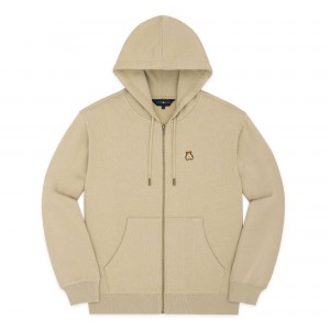 Khaki Teddy Fresh Classic Zip Hoodie | LNDCTM407