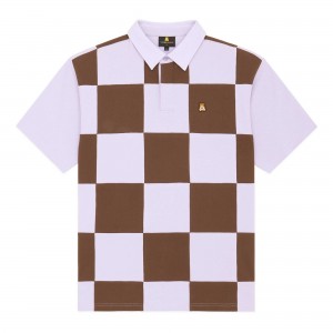 Purple Teddy Fresh Checkerboard Rugby Shirt | MHVSIK572