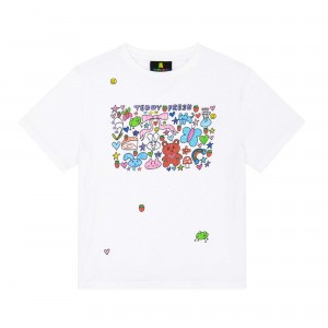 White Teddy Fresh TF x Blo_oberry Fitted Tee | PEJGBR584