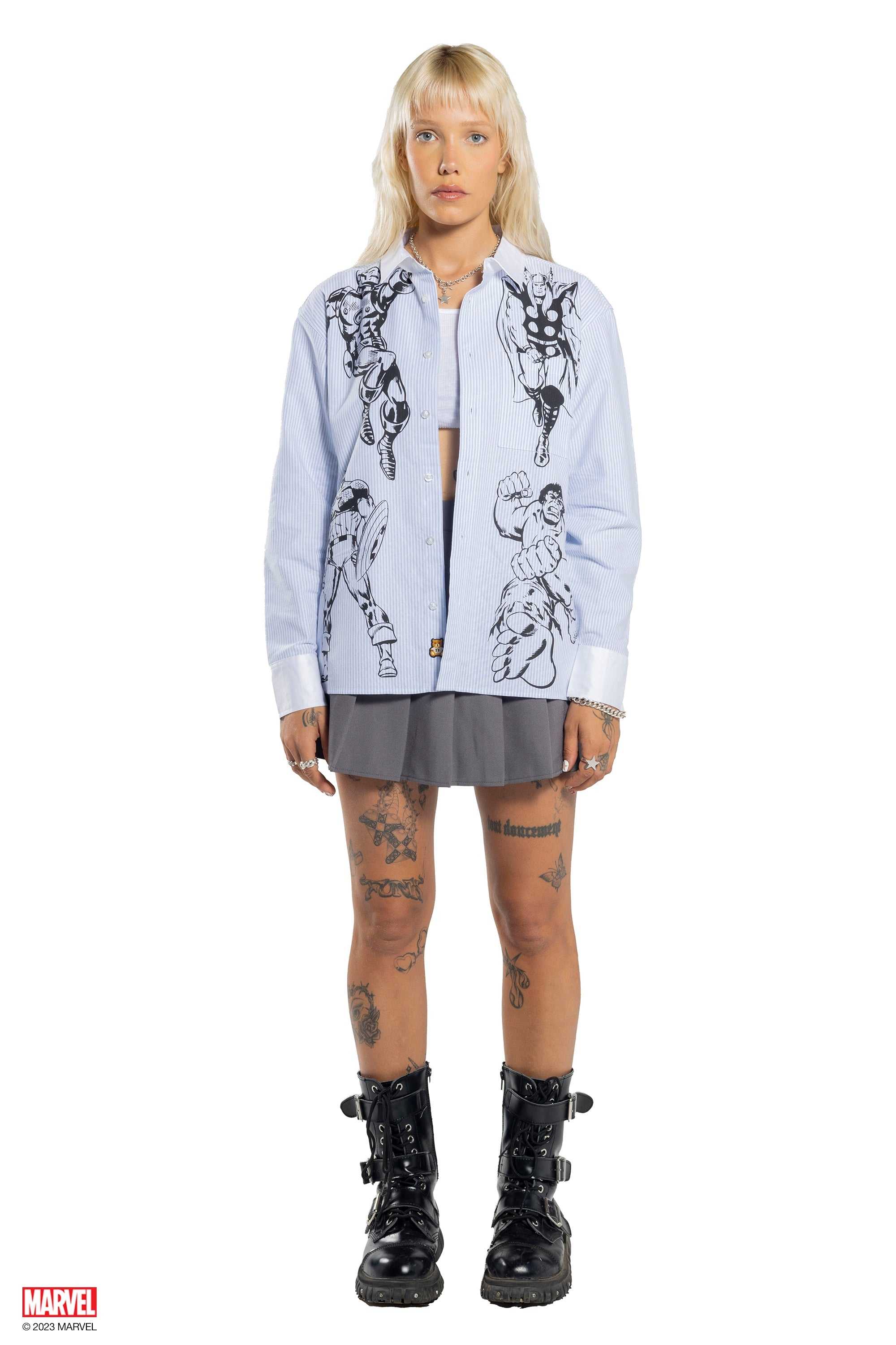 Baby Blue Teddy Fresh TF x Marvel Button Up | LJWSVZ916