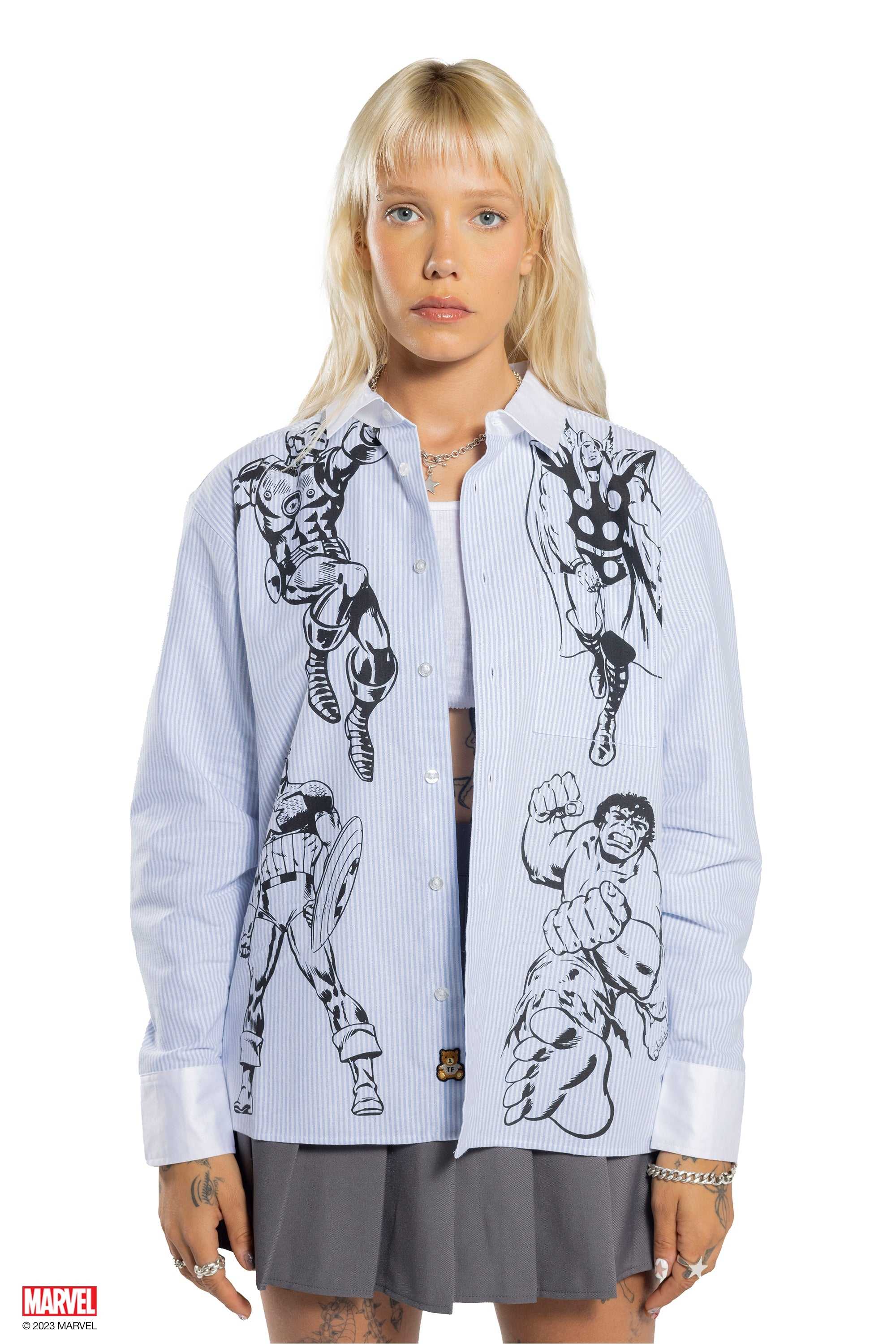 Baby Blue Teddy Fresh TF x Marvel Button Up | LJWSVZ916