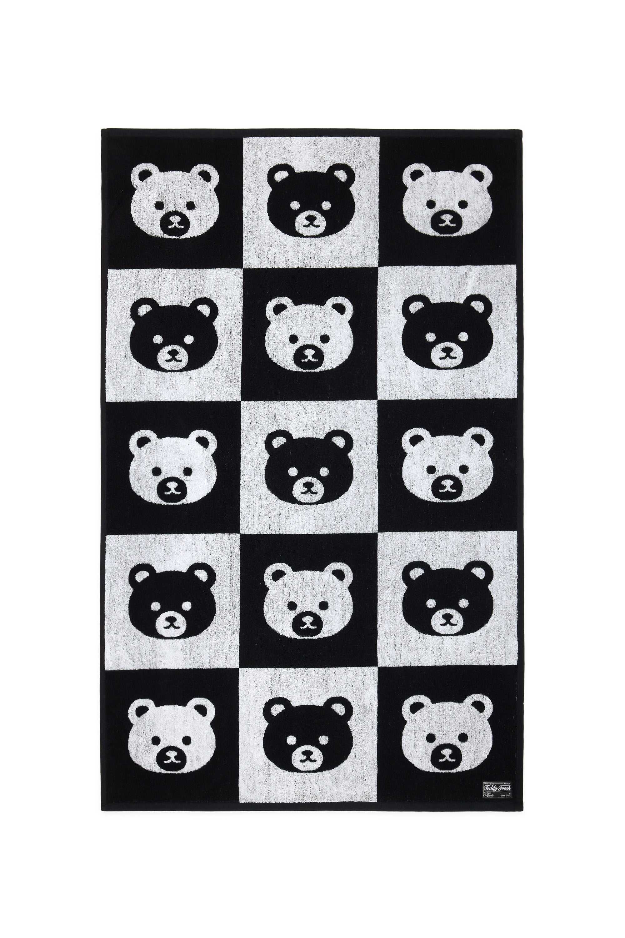 Black Multi Teddy Fresh Bear Check Beach Towel | IFBDEP147