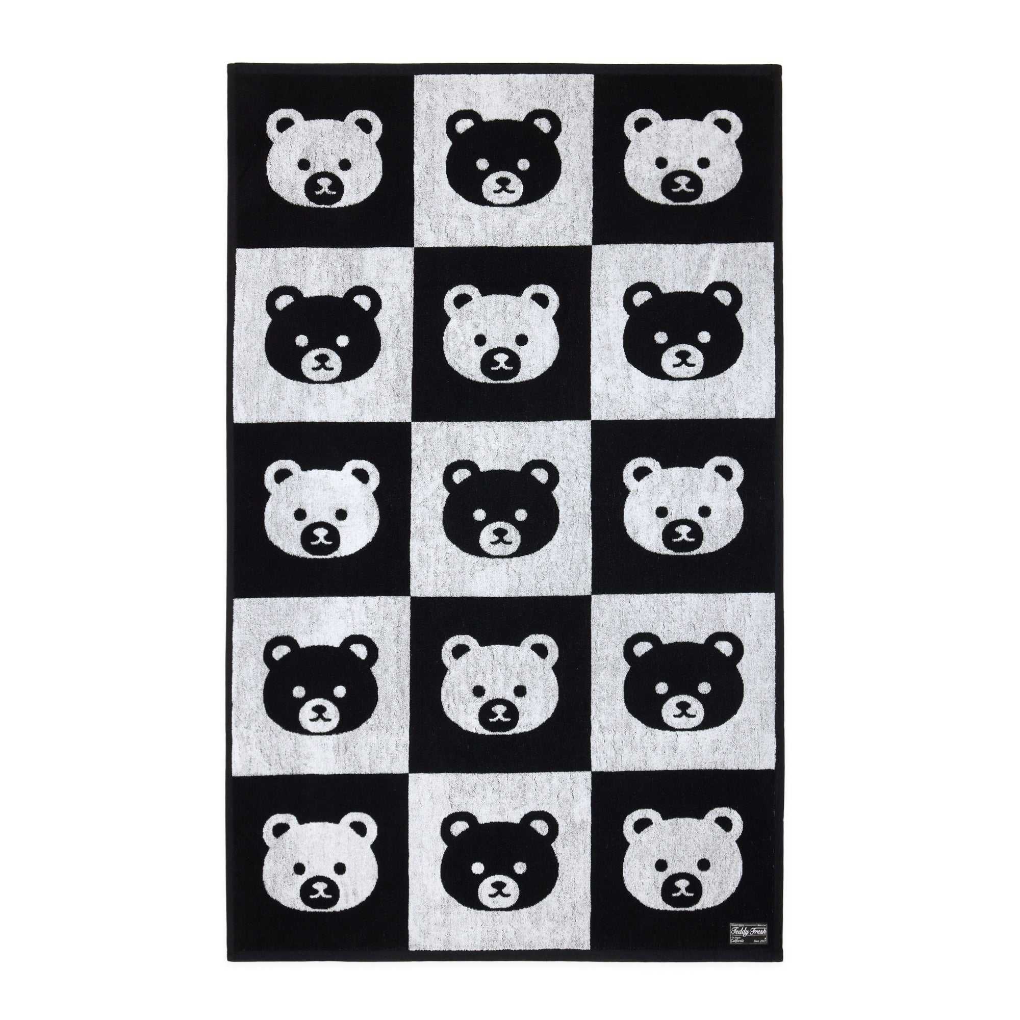 Black Multi Teddy Fresh Bear Check Beach Towel | IFBDEP147