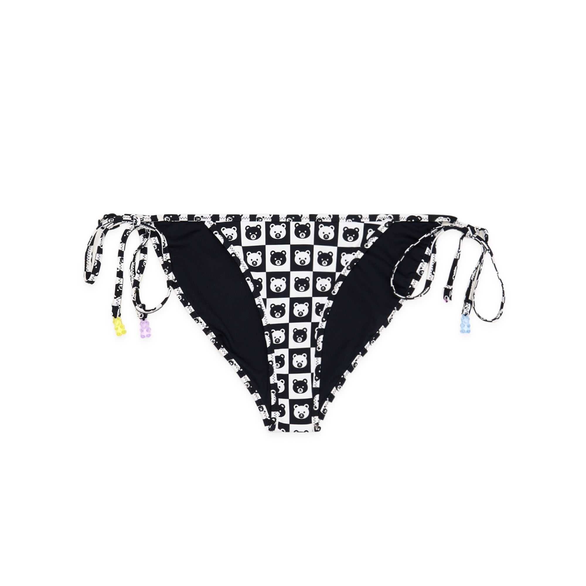 Black Multi Teddy Fresh Bear Check Bikini Bottoms | KPMZSG491