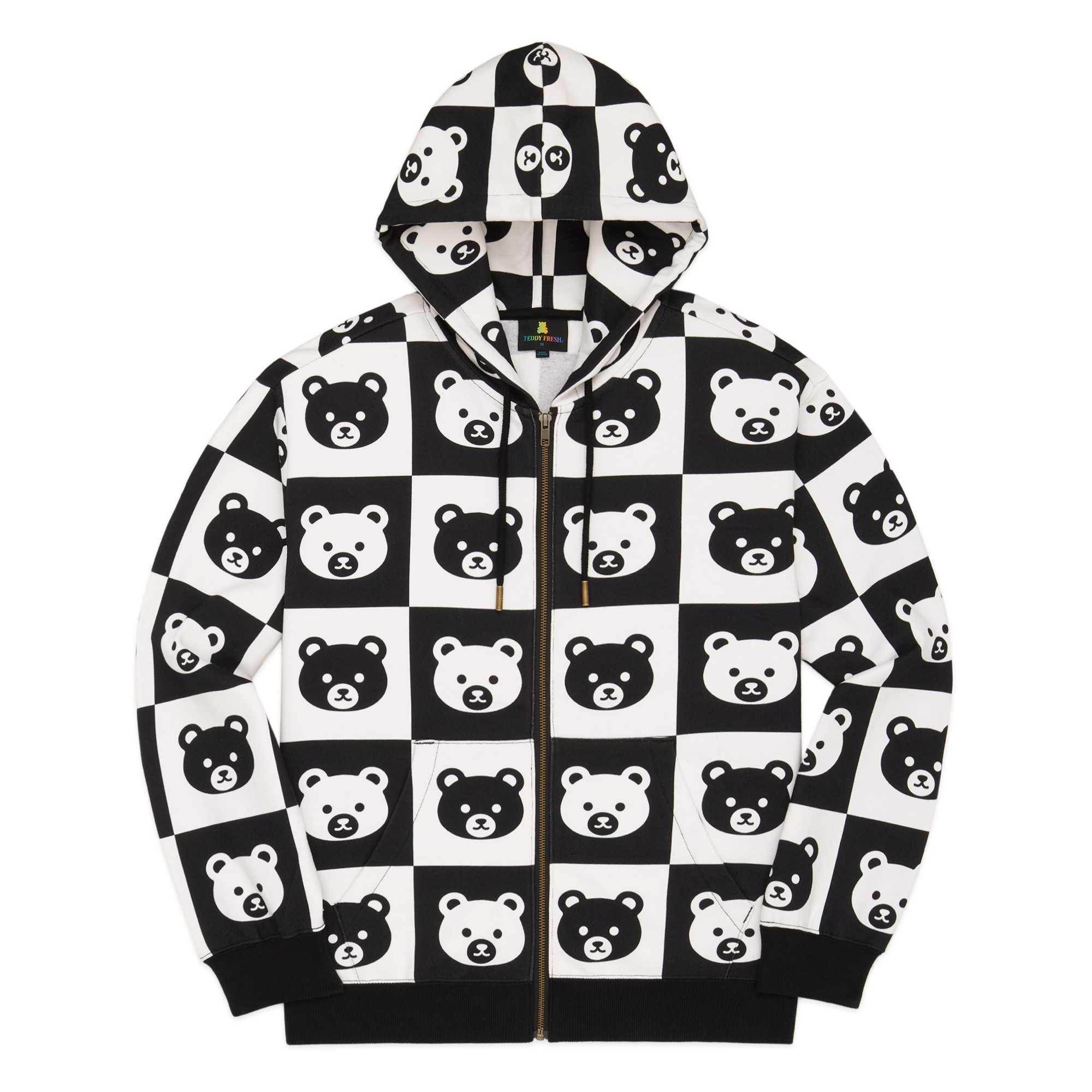 Black Multi Teddy Fresh Bear Check Zip Hoodie | VGAHIX612