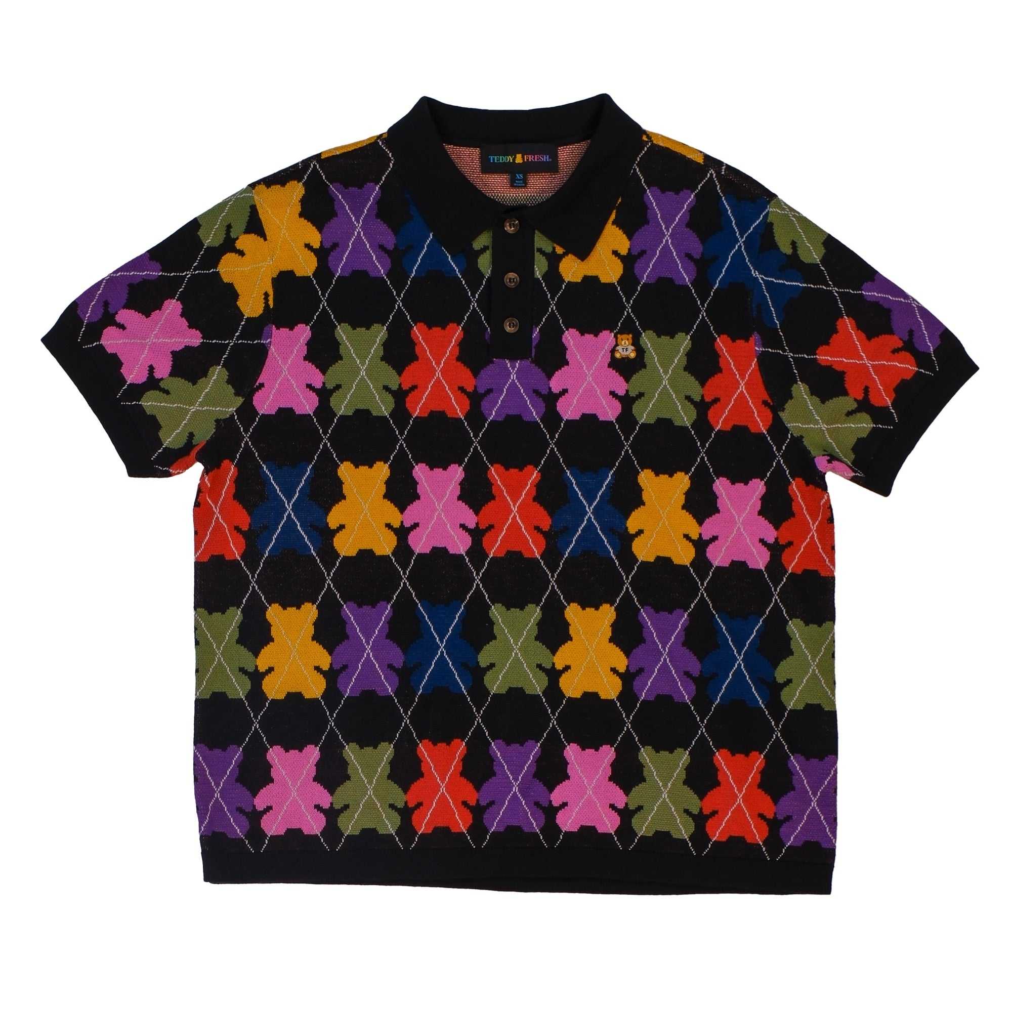 Black Multi Teddy Fresh Beargyle Knit Polo | NMUXLR345