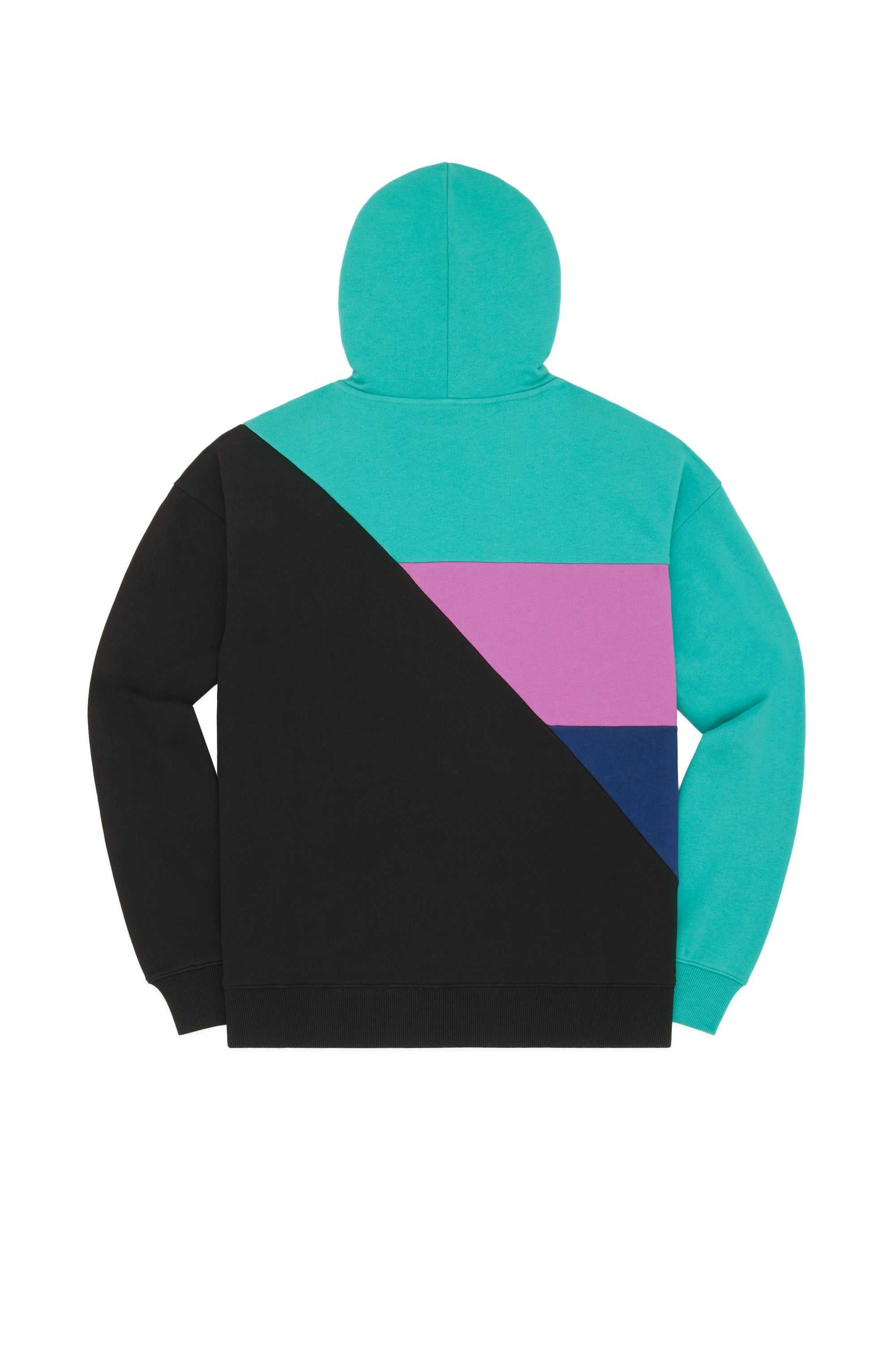 Black Teddy Fresh Asymmetric Color Block Hoodie | LBYDEZ670