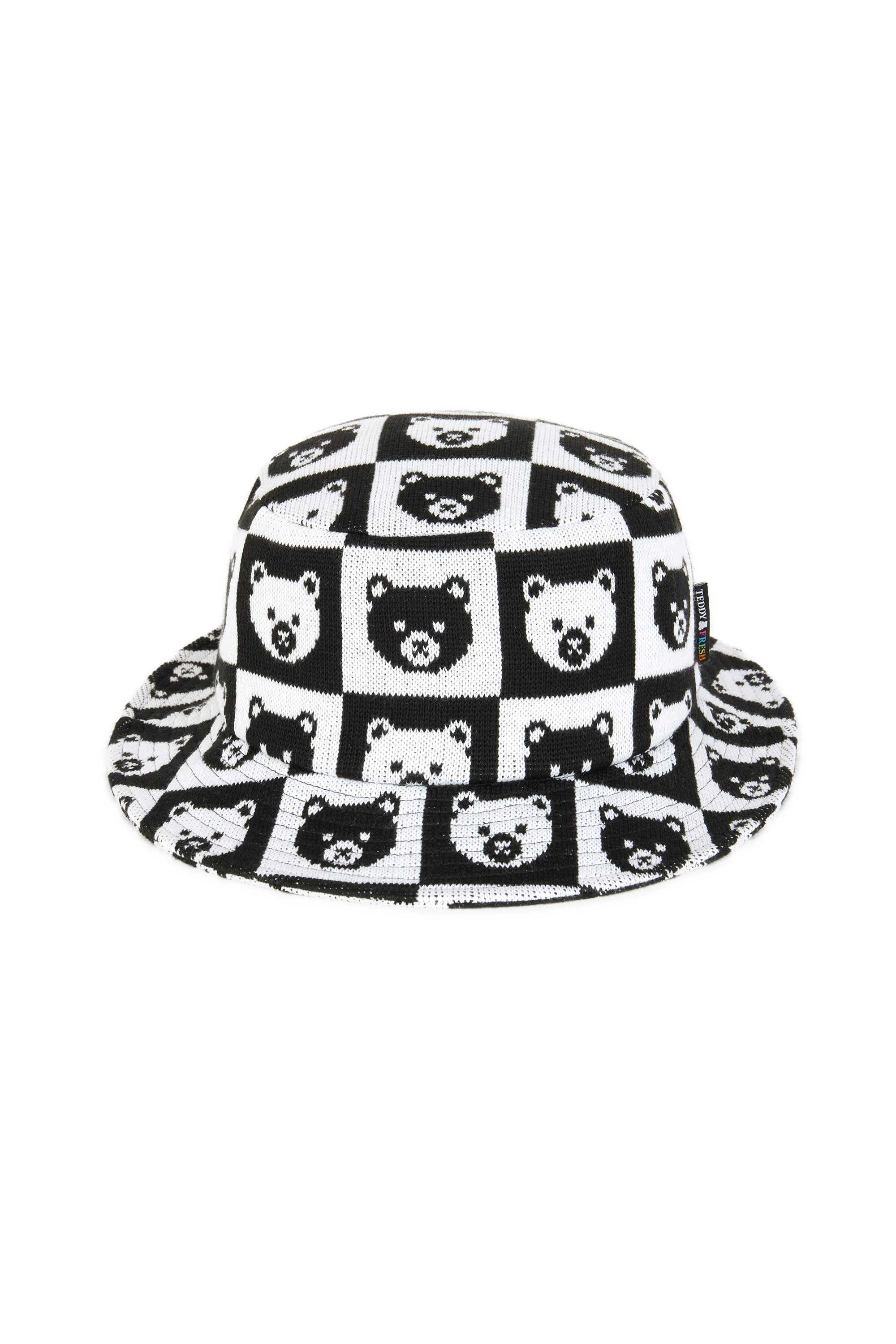 Black Teddy Fresh Bear Check Knit Hat | JEQWZU956