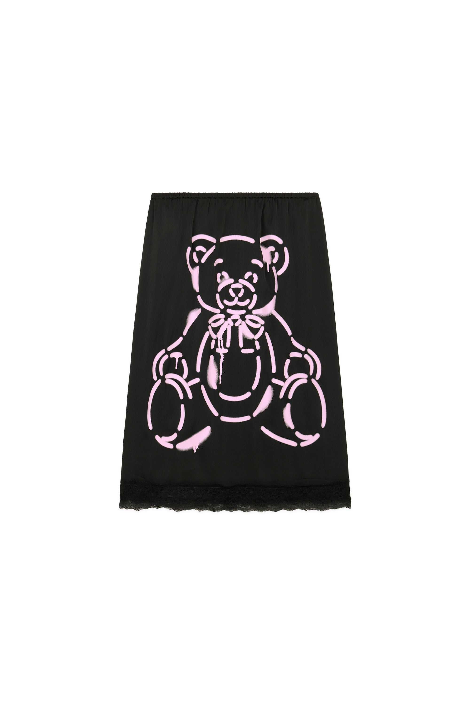 Black Teddy Fresh Bear Lace Satin Skirt | SJDQUW793