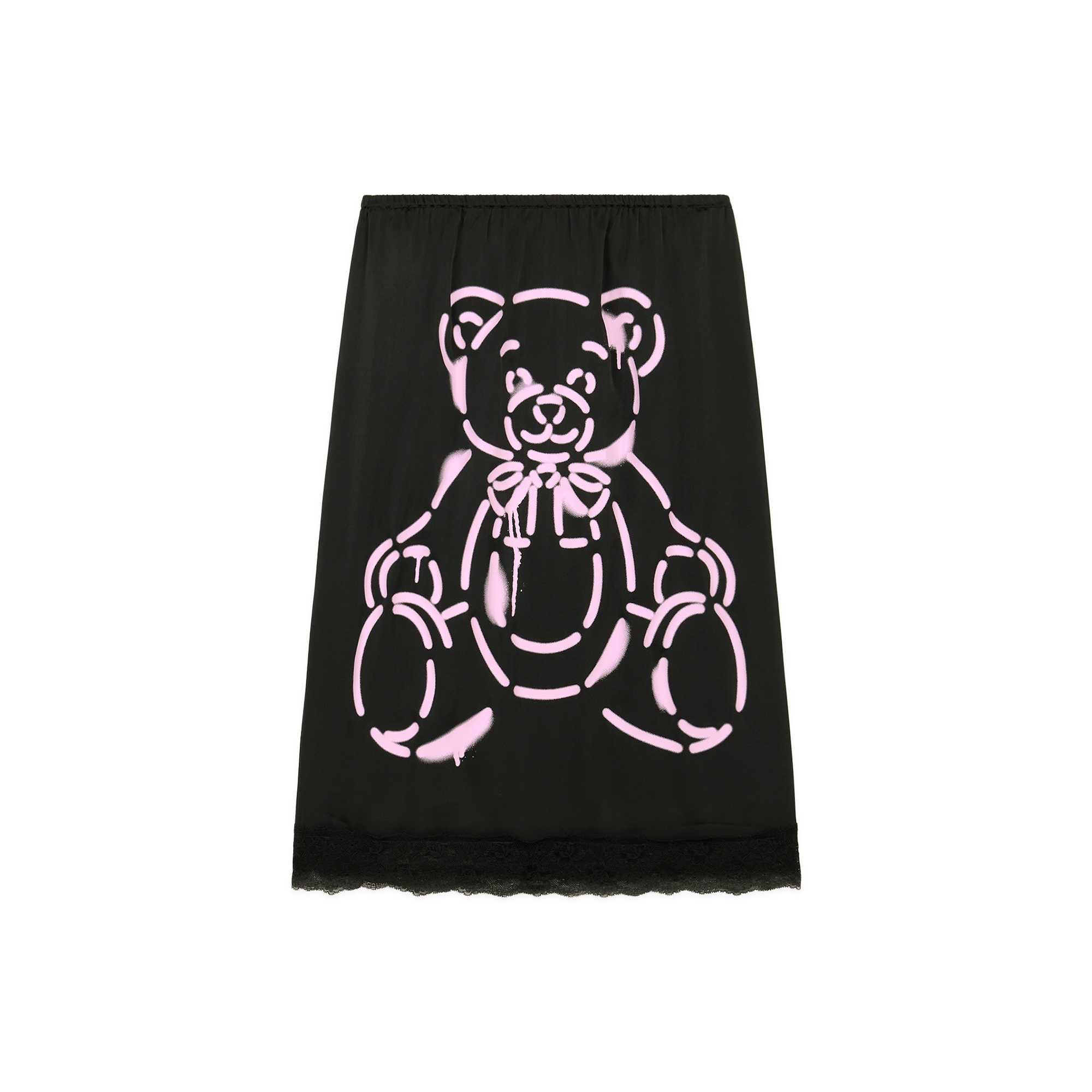 Black Teddy Fresh Bear Lace Satin Skirt | SJDQUW793