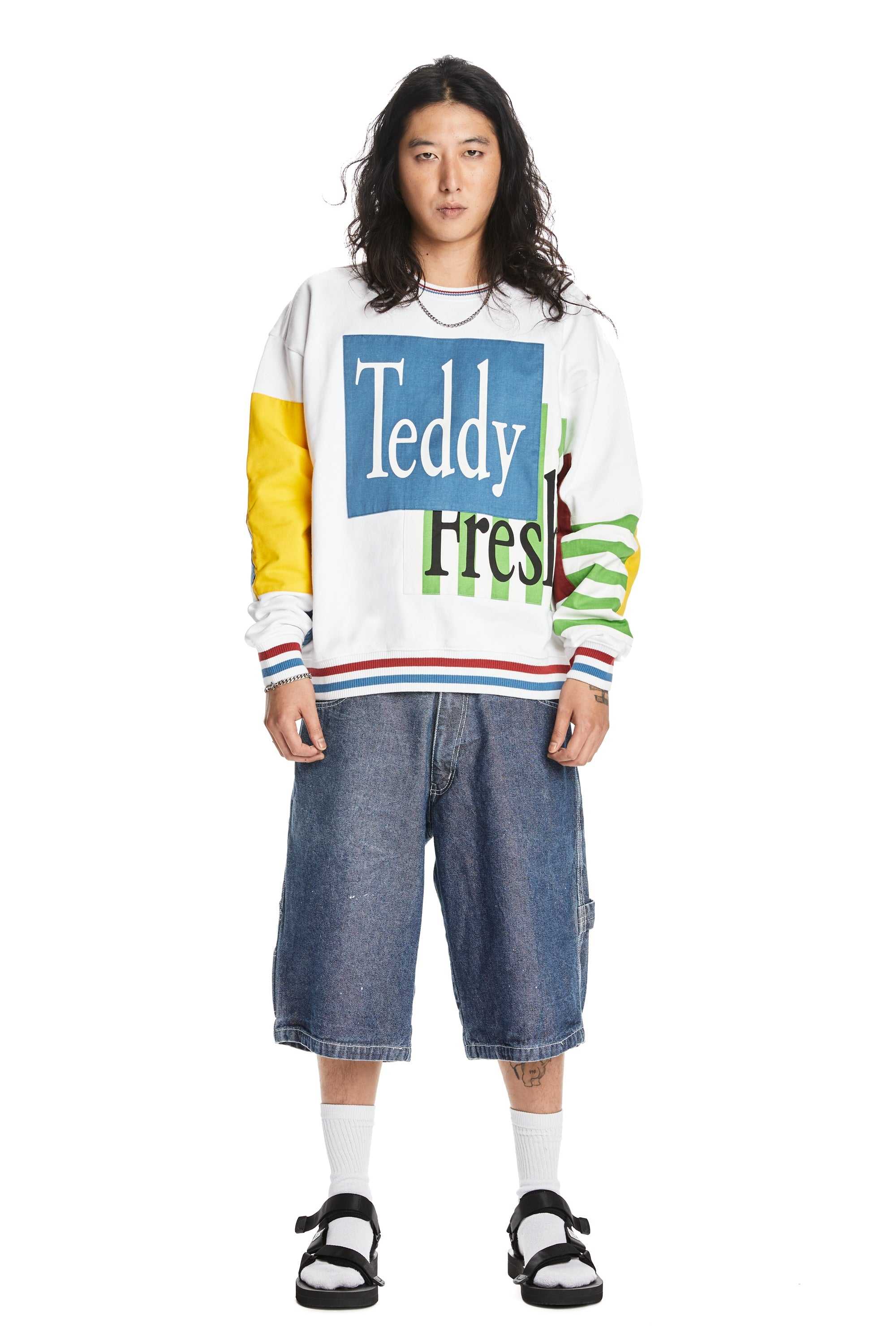 Black Teddy Fresh Box Paneled Crewneck | QIKPLT694