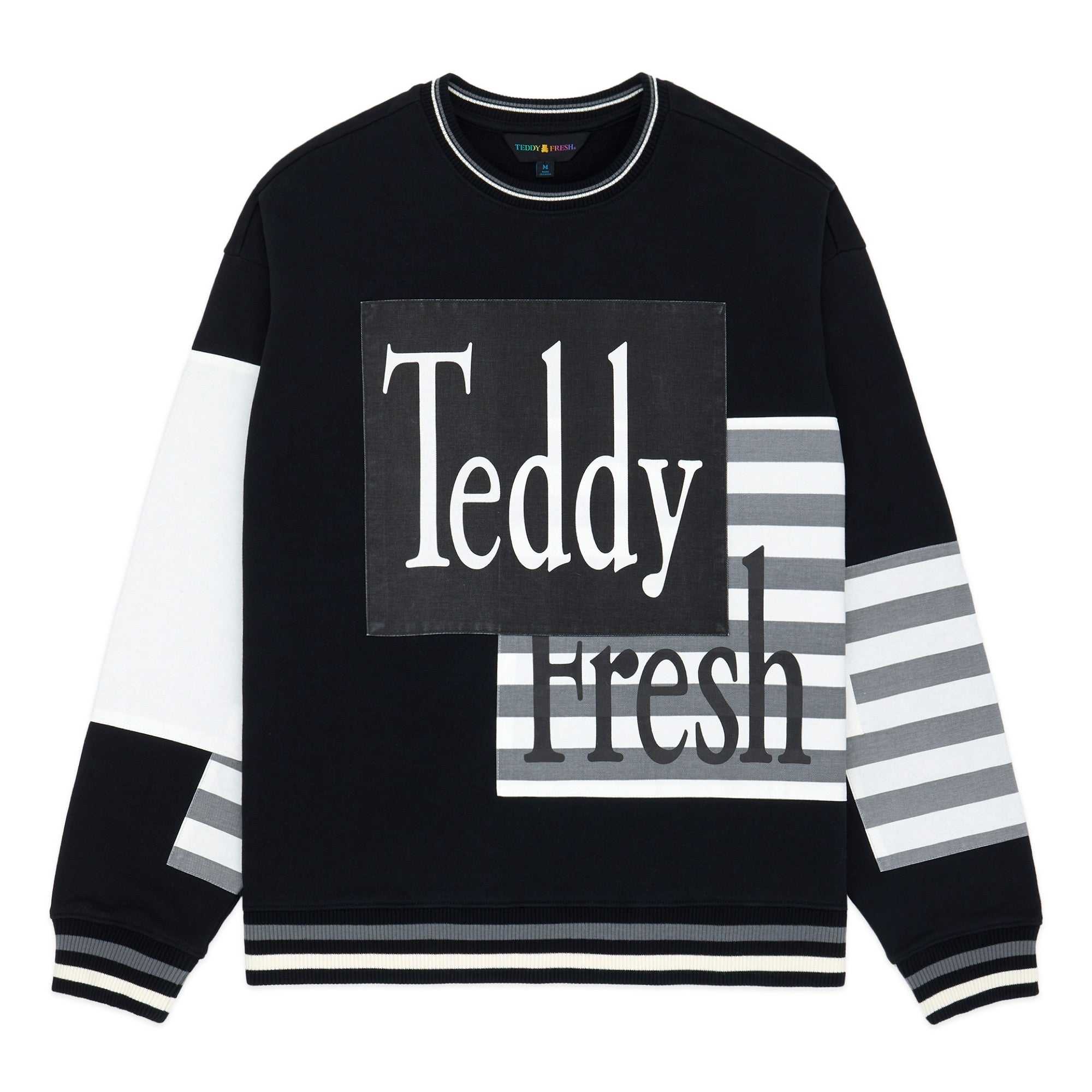 Black Teddy Fresh Box Paneled Crewneck | QIKPLT694