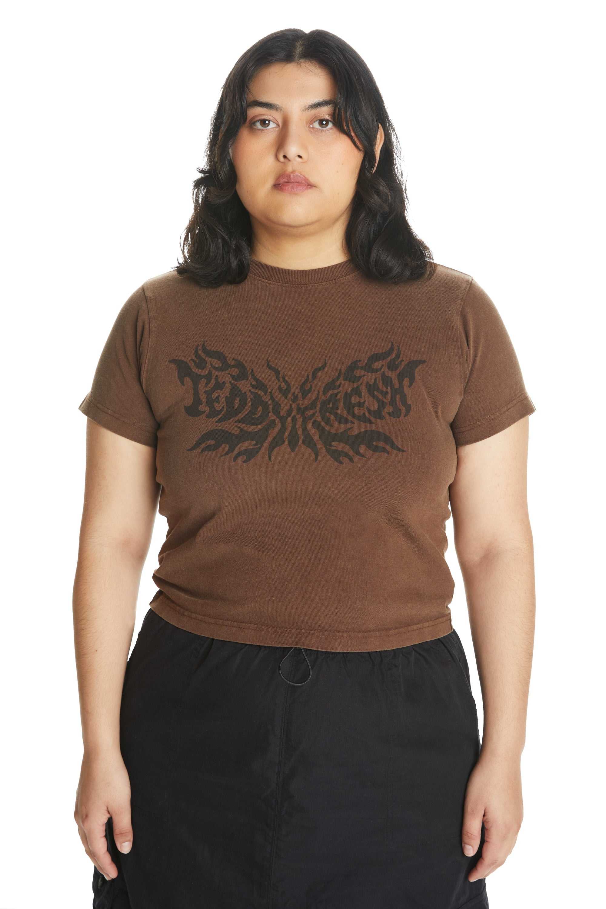 Black Teddy Fresh Butterfly Flames Tee | ITRNMP835