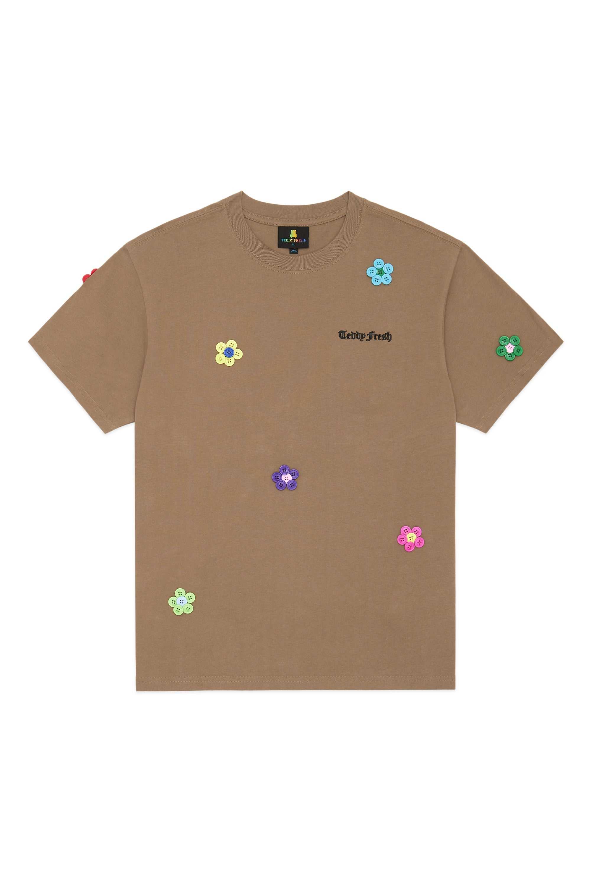 Black Teddy Fresh Button Flowers Tee | UESKIX395