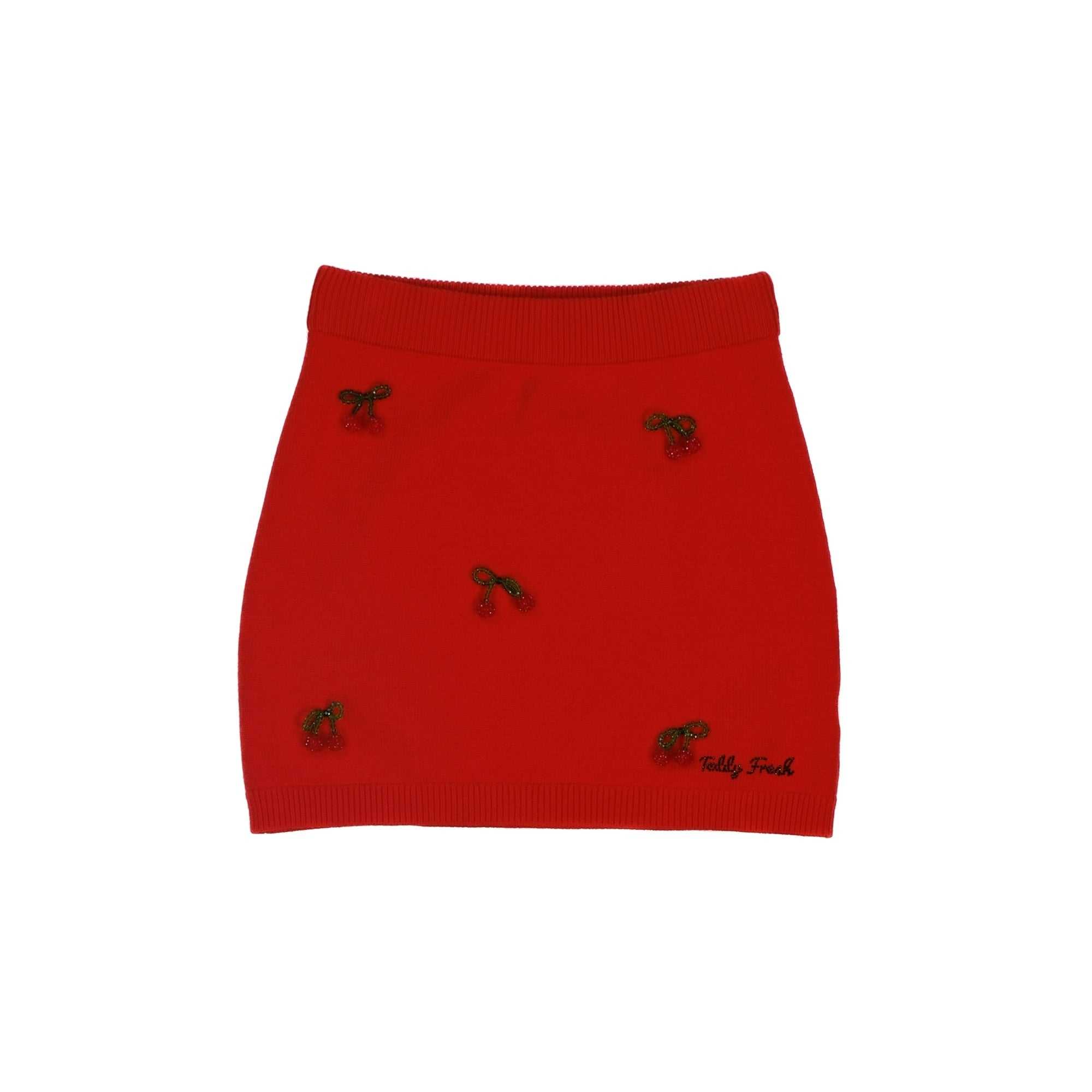 Black Teddy Fresh Cherry On Top Knit Skirt | LKUVTP426