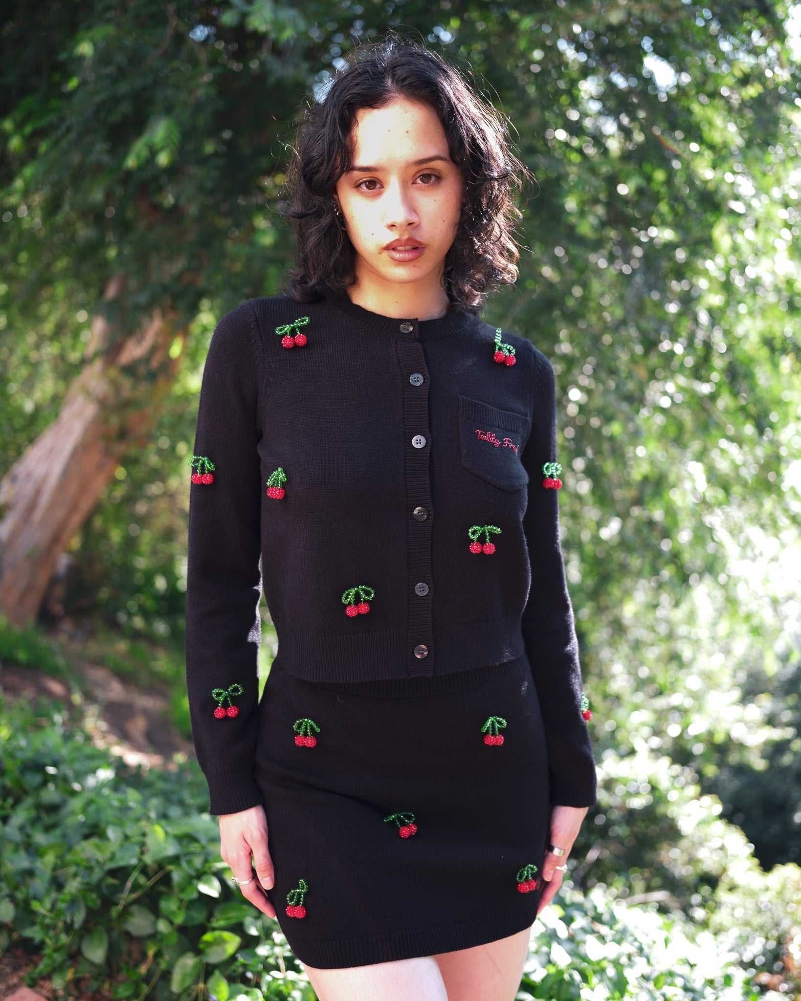 Black Teddy Fresh Cherry On Top Knit Skirt | LKUVTP426