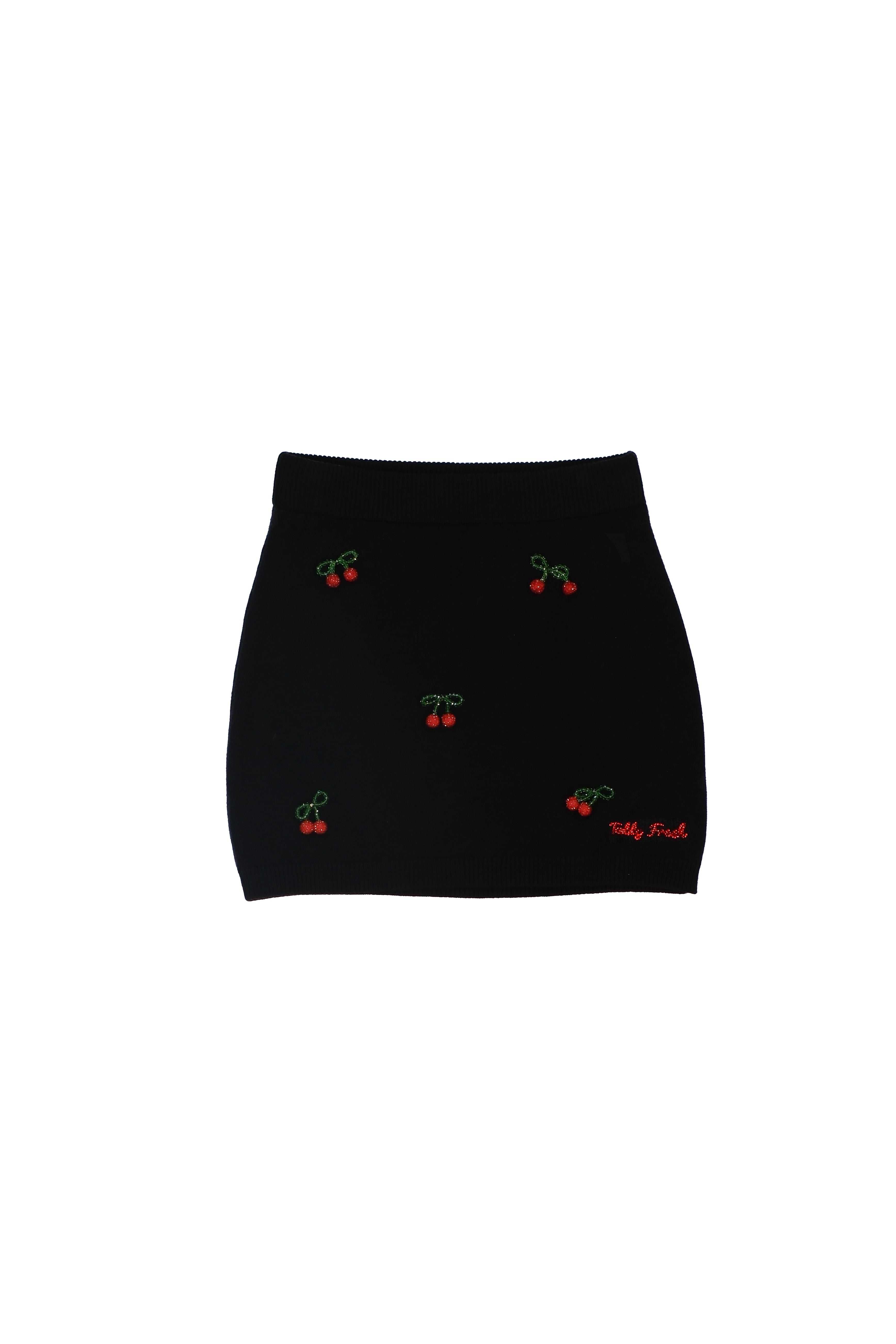 Black Teddy Fresh Cherry On Top Knit Skirt | LKUVTP426