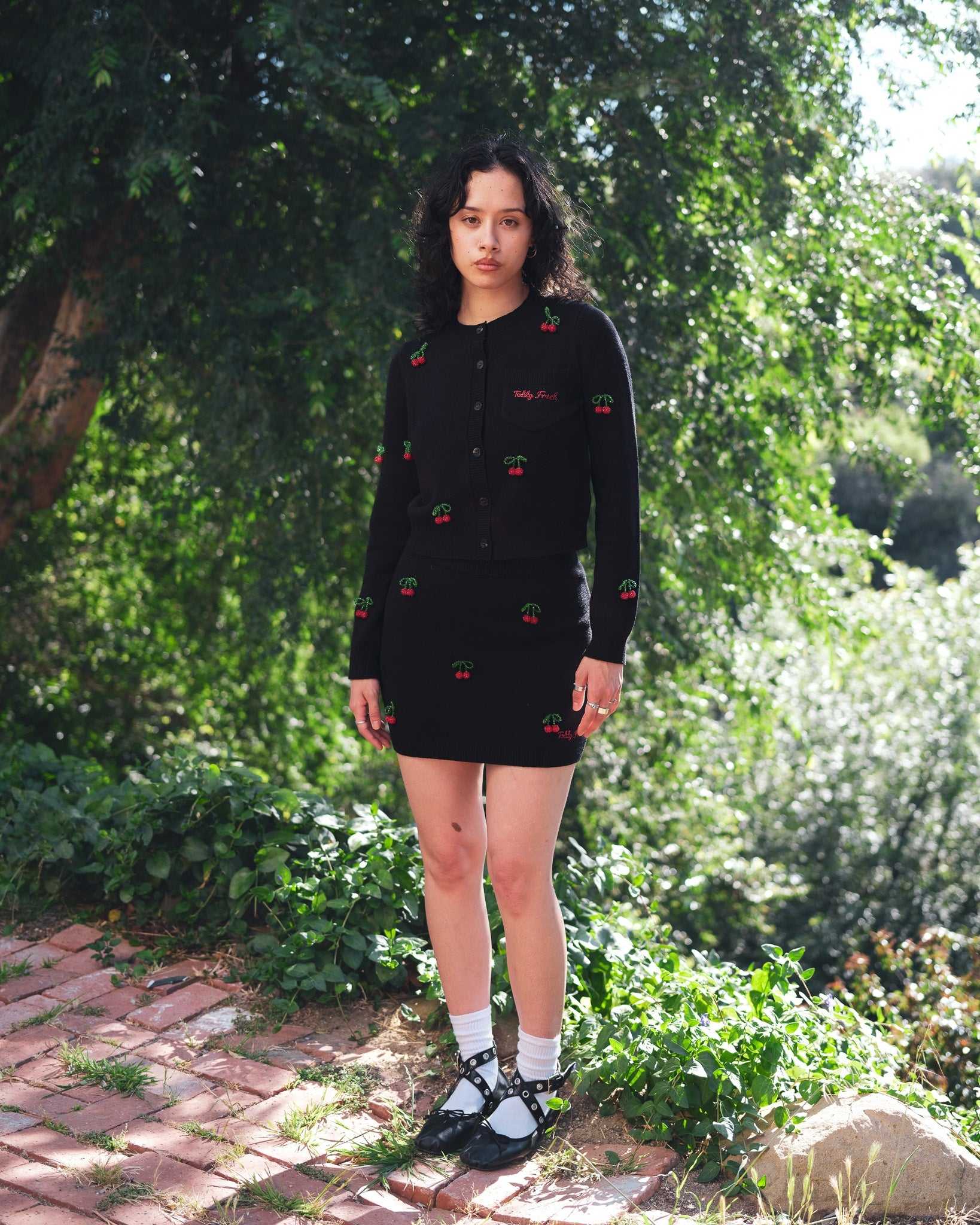 Black Teddy Fresh Cherry On Top Knit Skirt | LKUVTP426