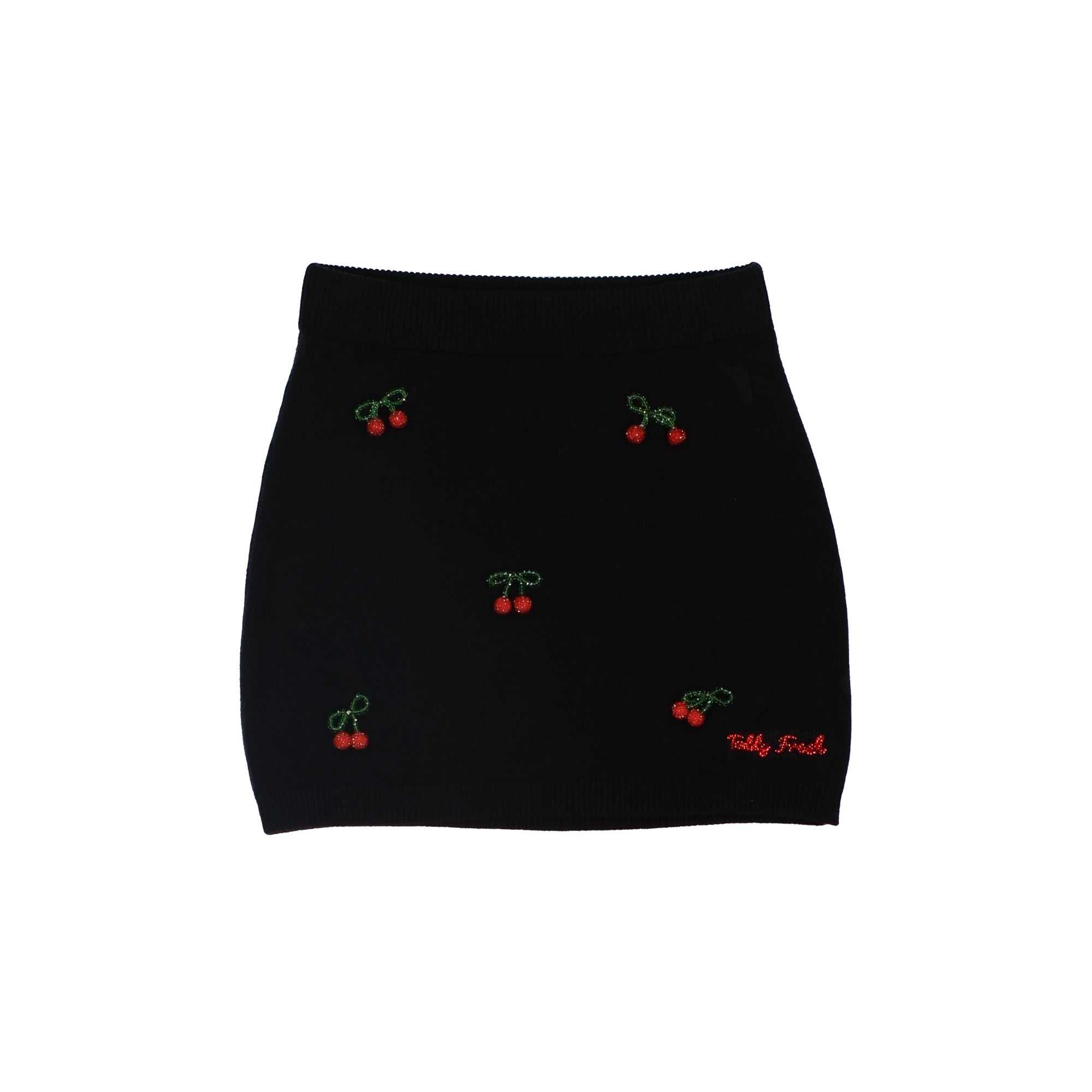 Black Teddy Fresh Cherry On Top Knit Skirt | LKUVTP426