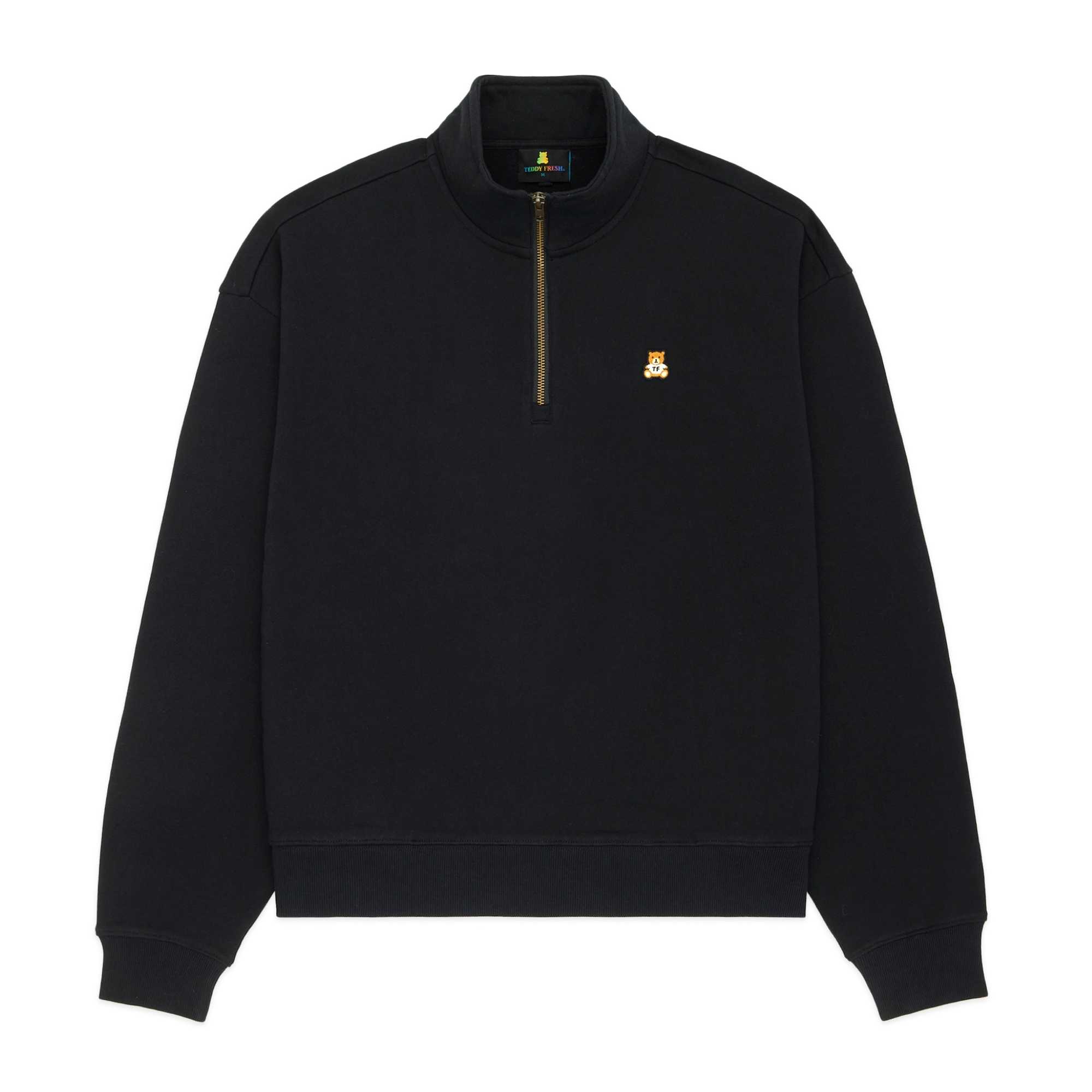 Black Teddy Fresh Classic Funnel Neck Zip Sweatshirt | MKQXOG094