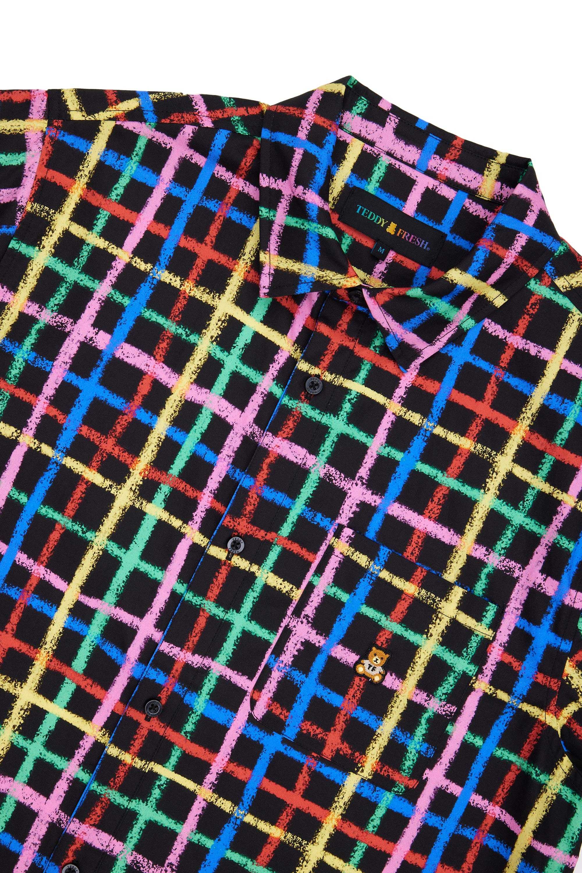 Black Teddy Fresh Crayon Checkered Camp Shirt | ELBNIM970