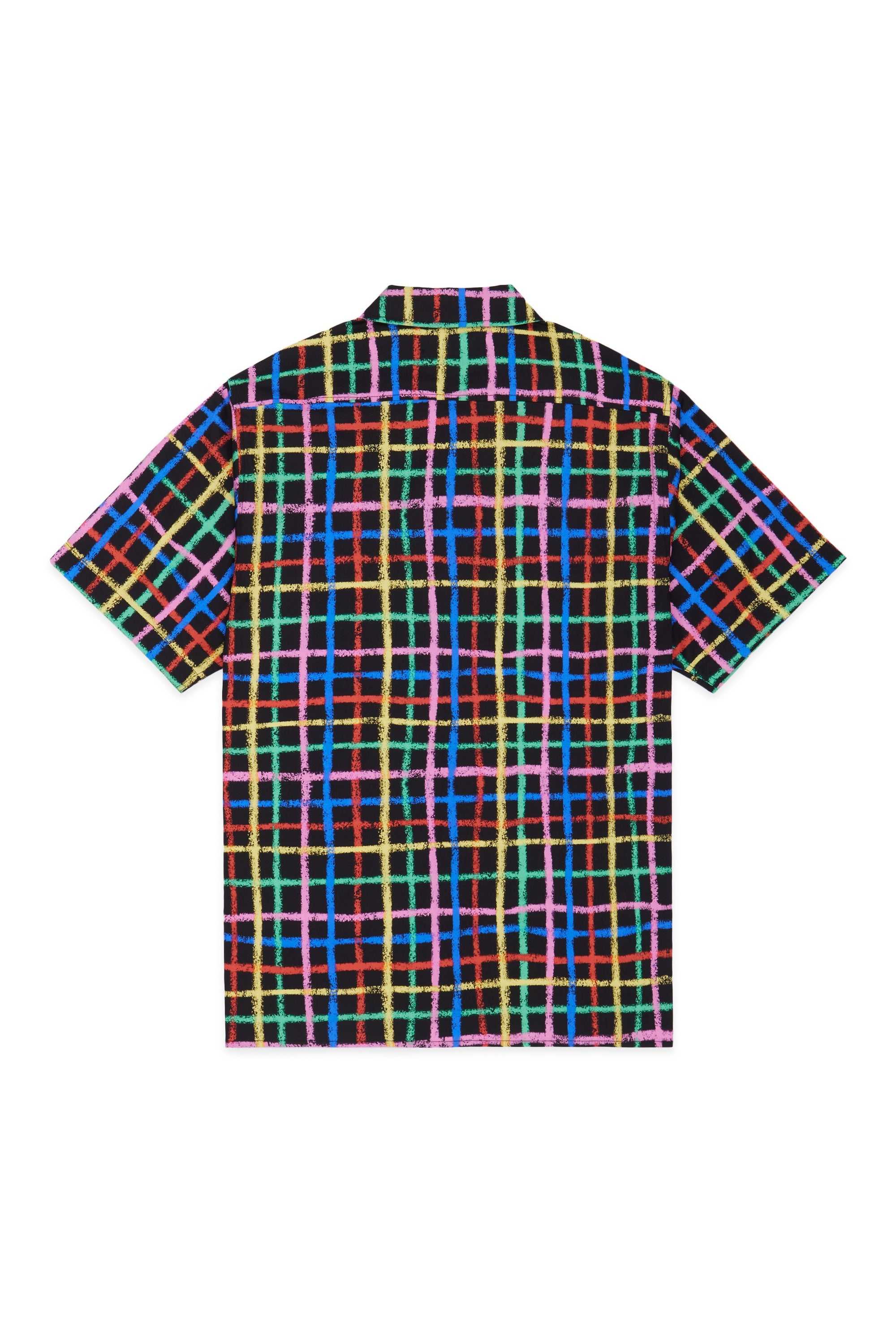 Black Teddy Fresh Crayon Checkered Camp Shirt | ELBNIM970