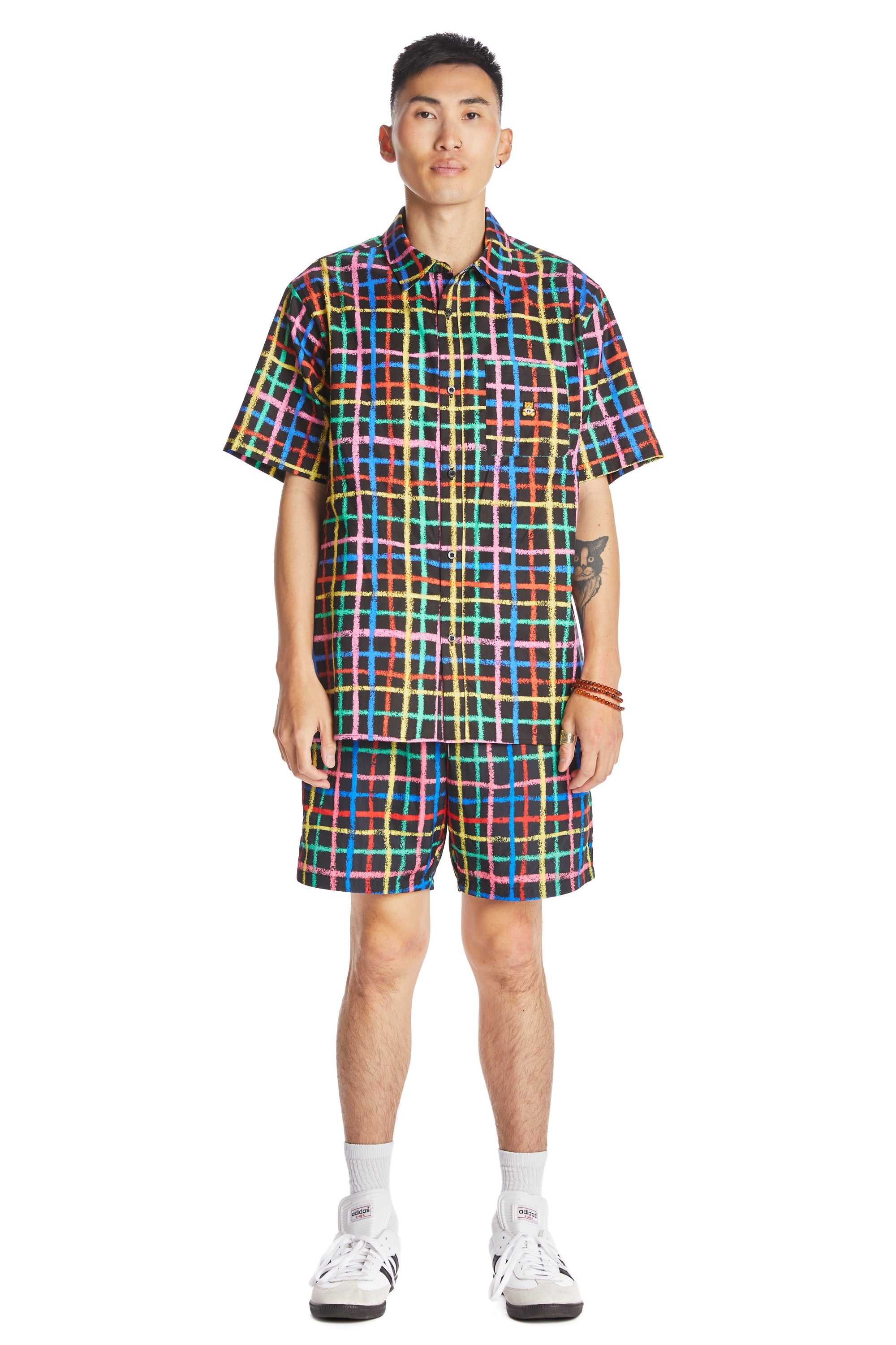 Black Teddy Fresh Crayon Checkered Camp Shirt | ELBNIM970