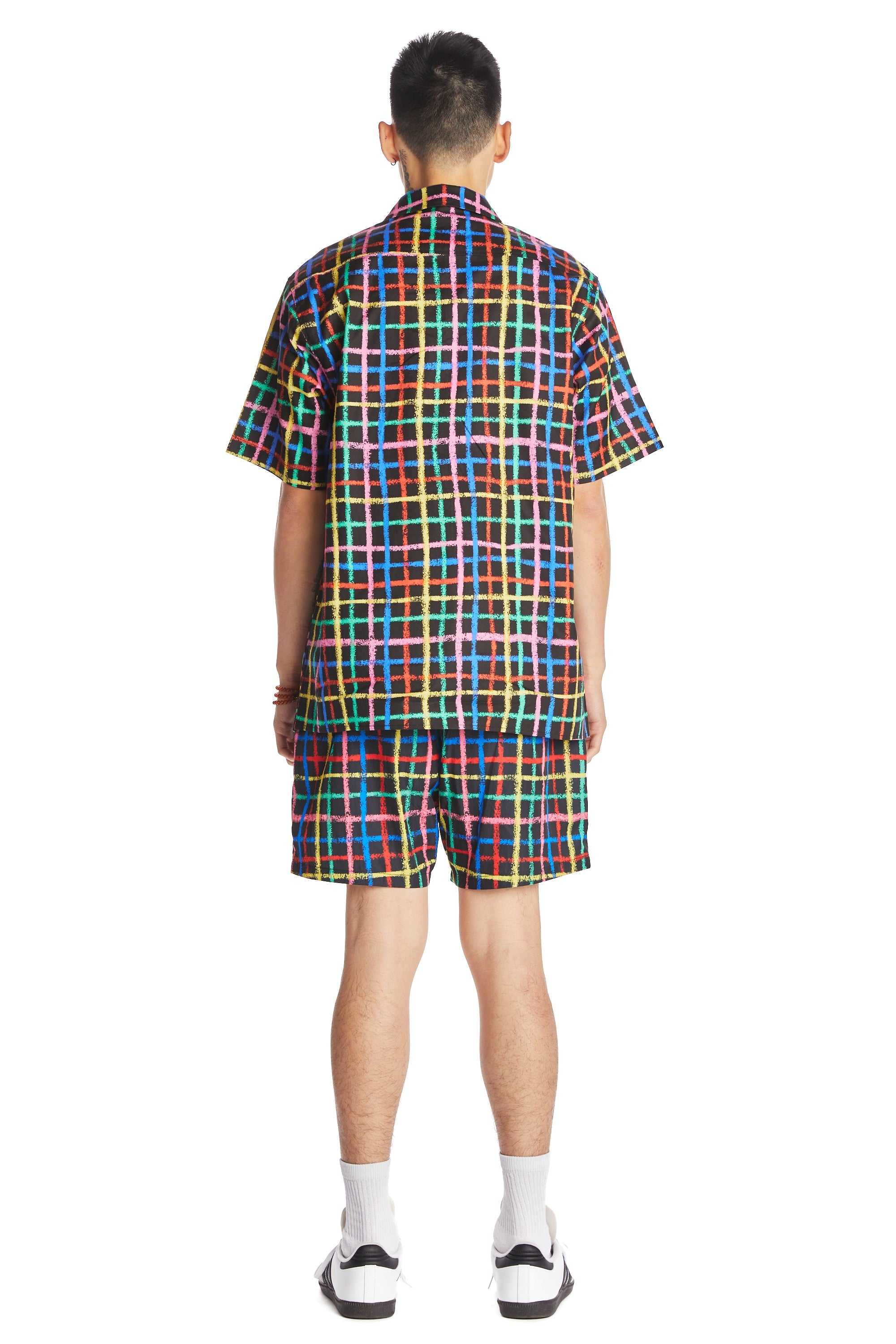 Black Teddy Fresh Crayon Checkered Camp Shirt | ELBNIM970