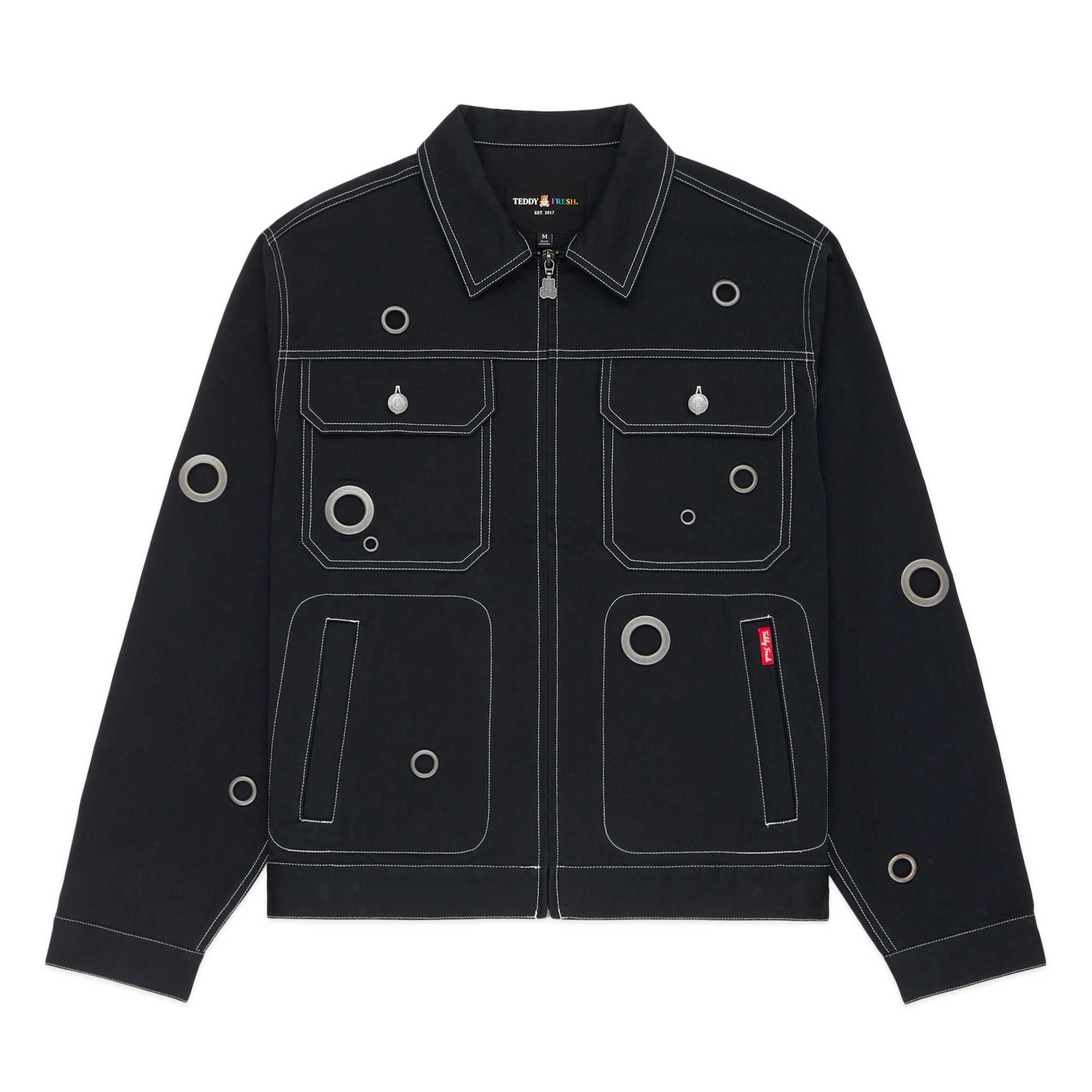 Black Teddy Fresh Dark Sky Eyelets Jacket | VDEINC674