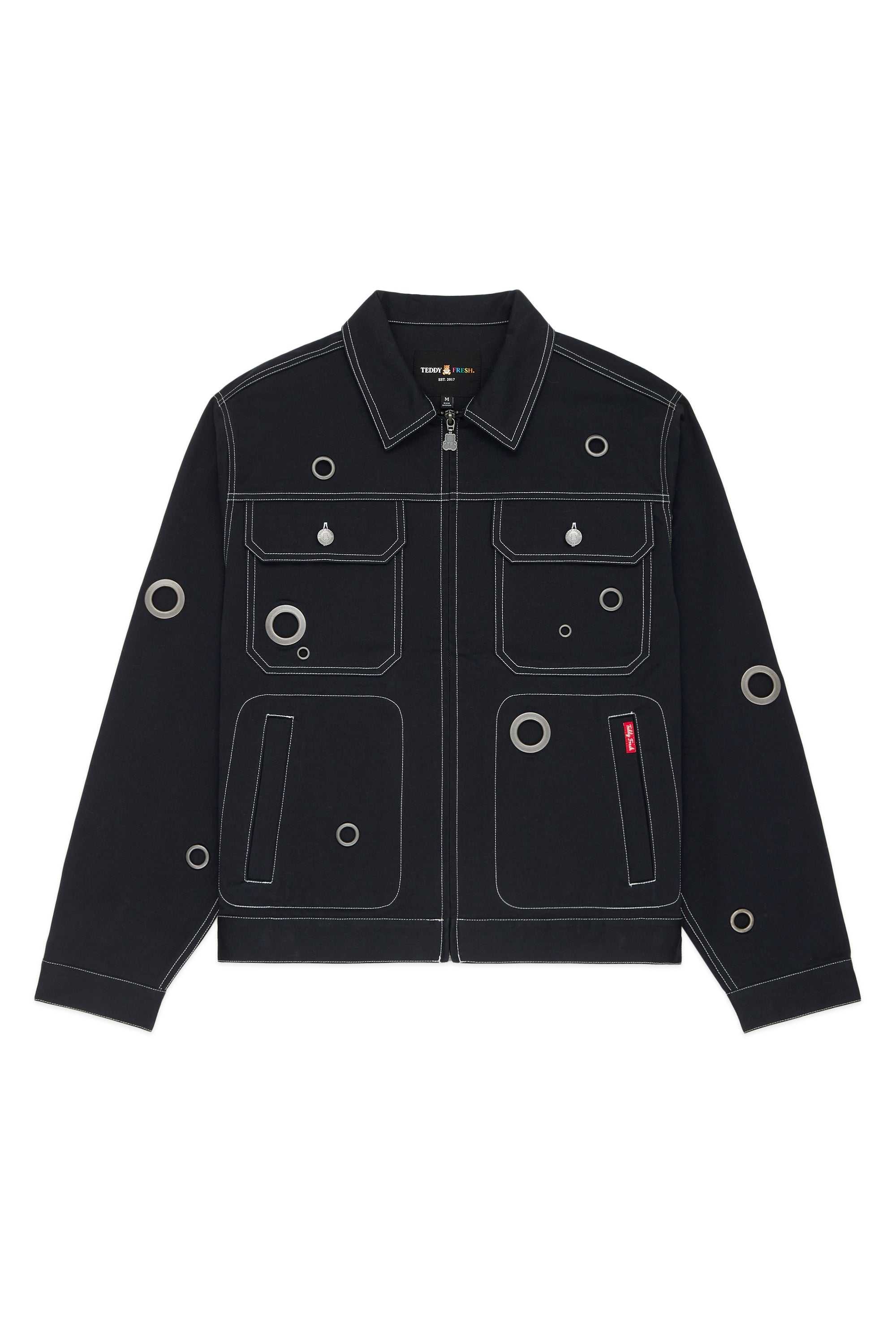 Black Teddy Fresh Dark Sky Eyelets Jacket | VDEINC674