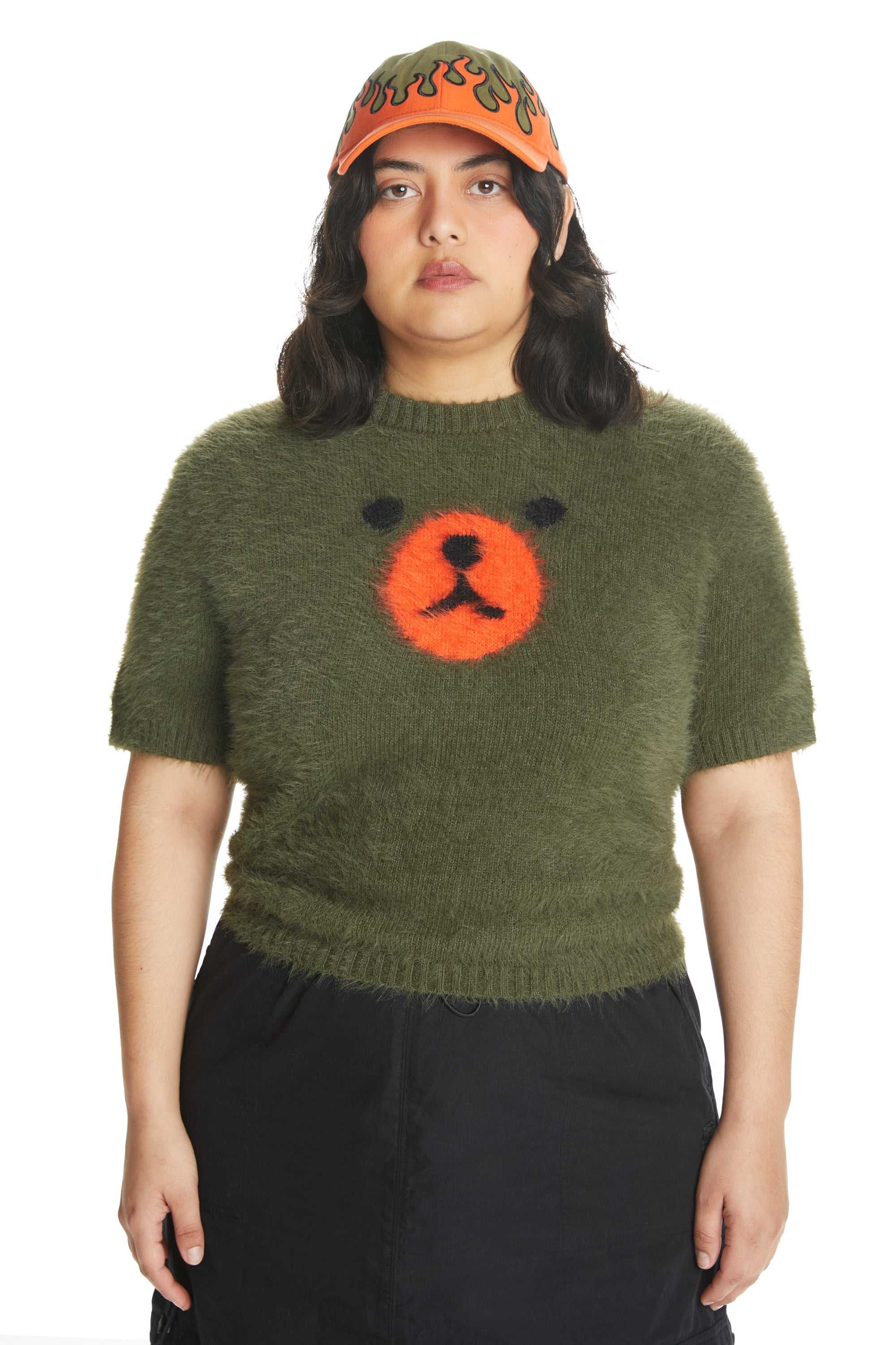 Black Teddy Fresh Fluffy Bear Sweater | MYRFDV539