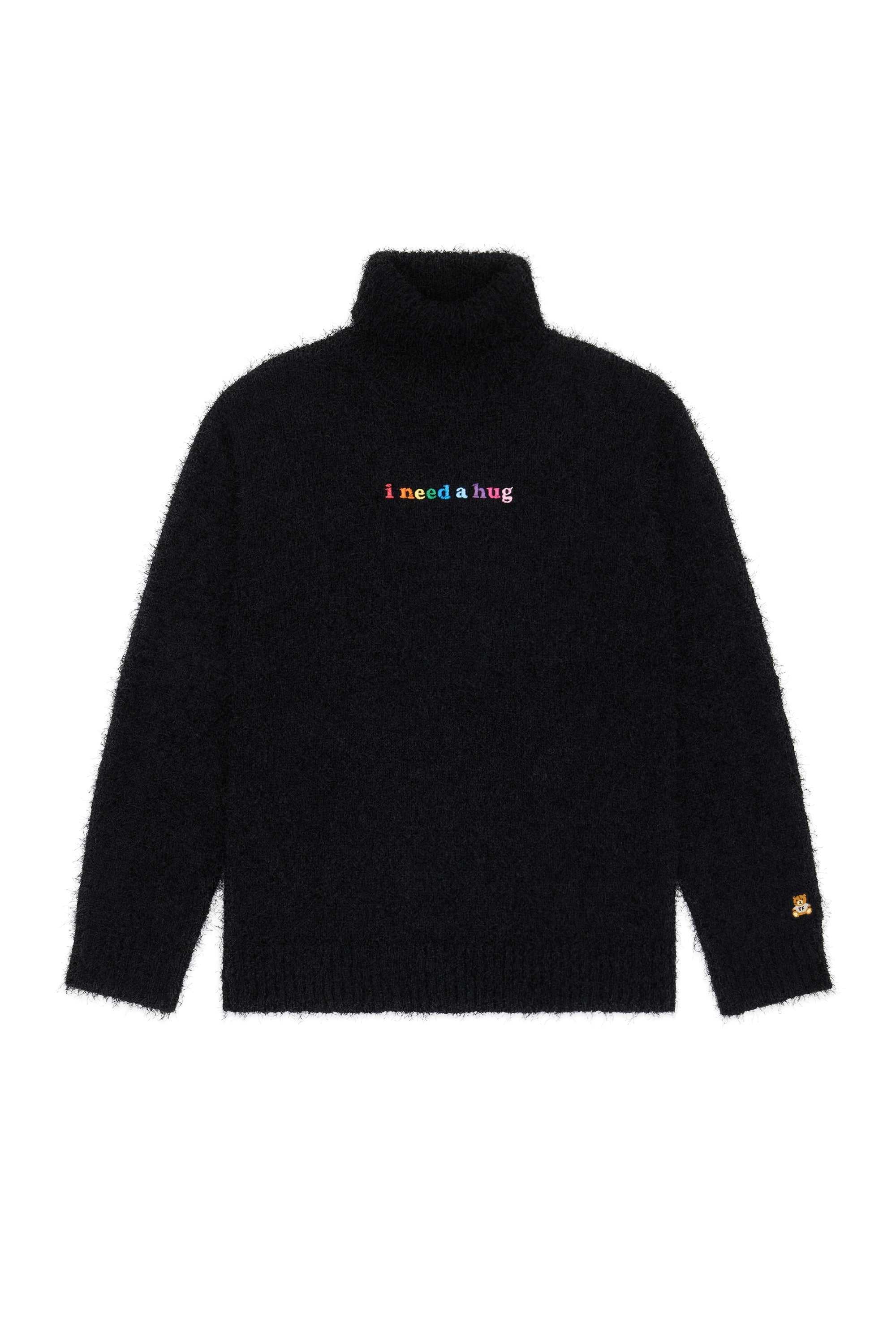 Black Teddy Fresh Fuzzy Oversized Turtleneck | CHMXJK905