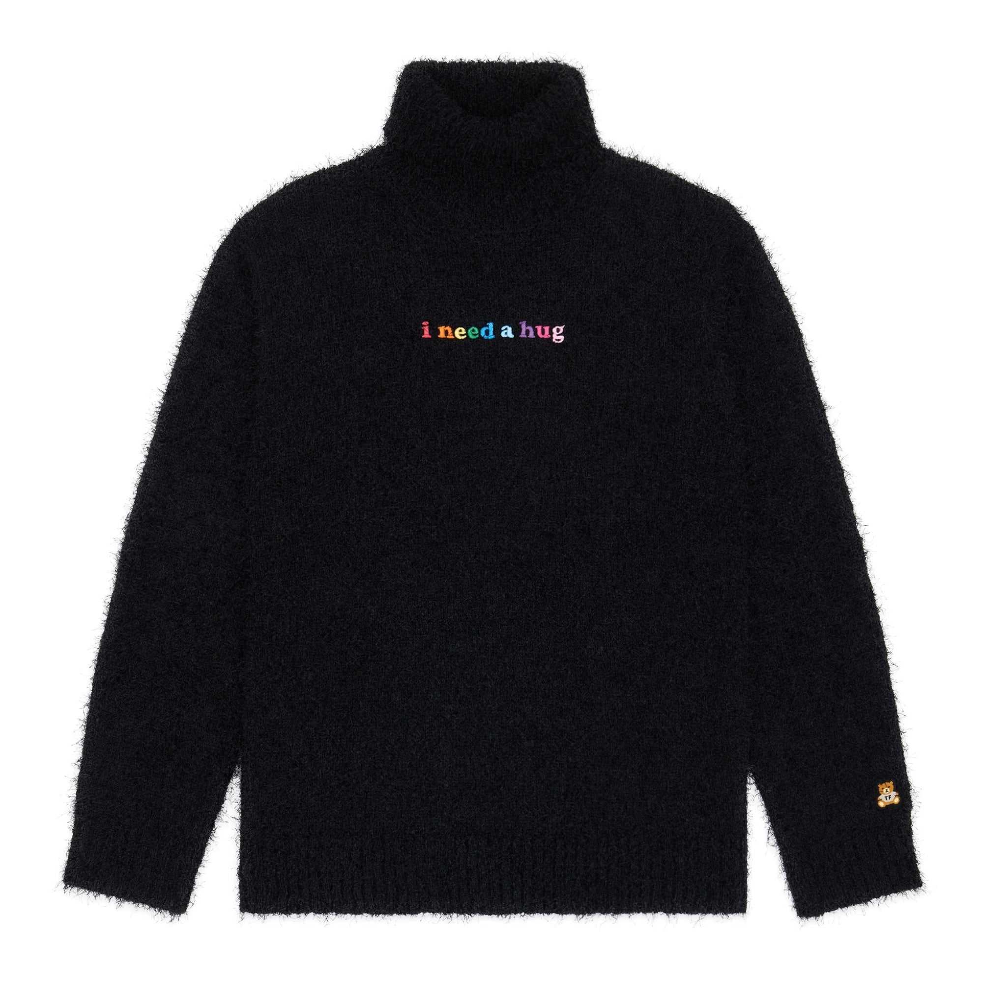 Black Teddy Fresh Fuzzy Oversized Turtleneck | CHMXJK905