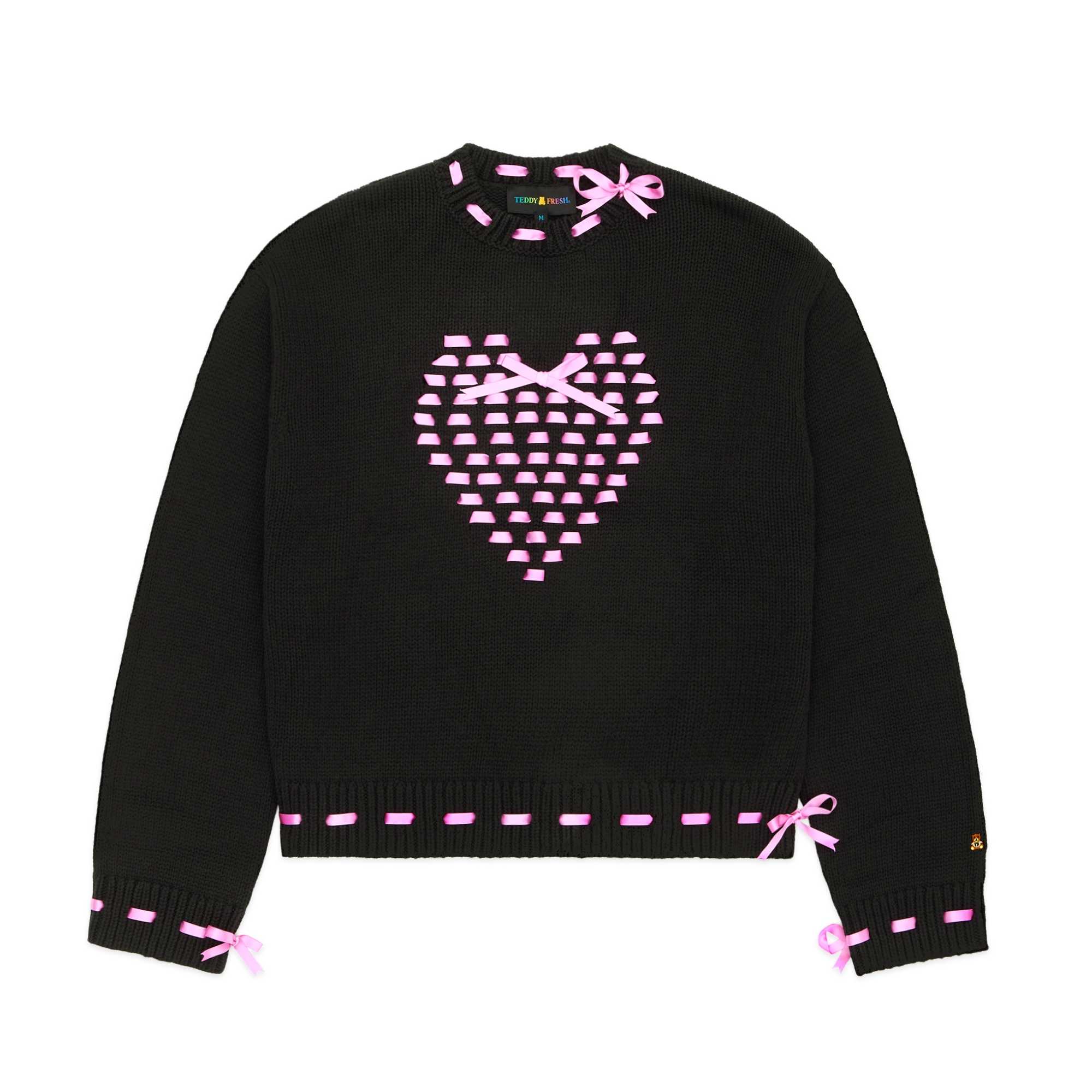 Black Teddy Fresh I Heart U Ribbon Weave Sweater | OHNSLA134