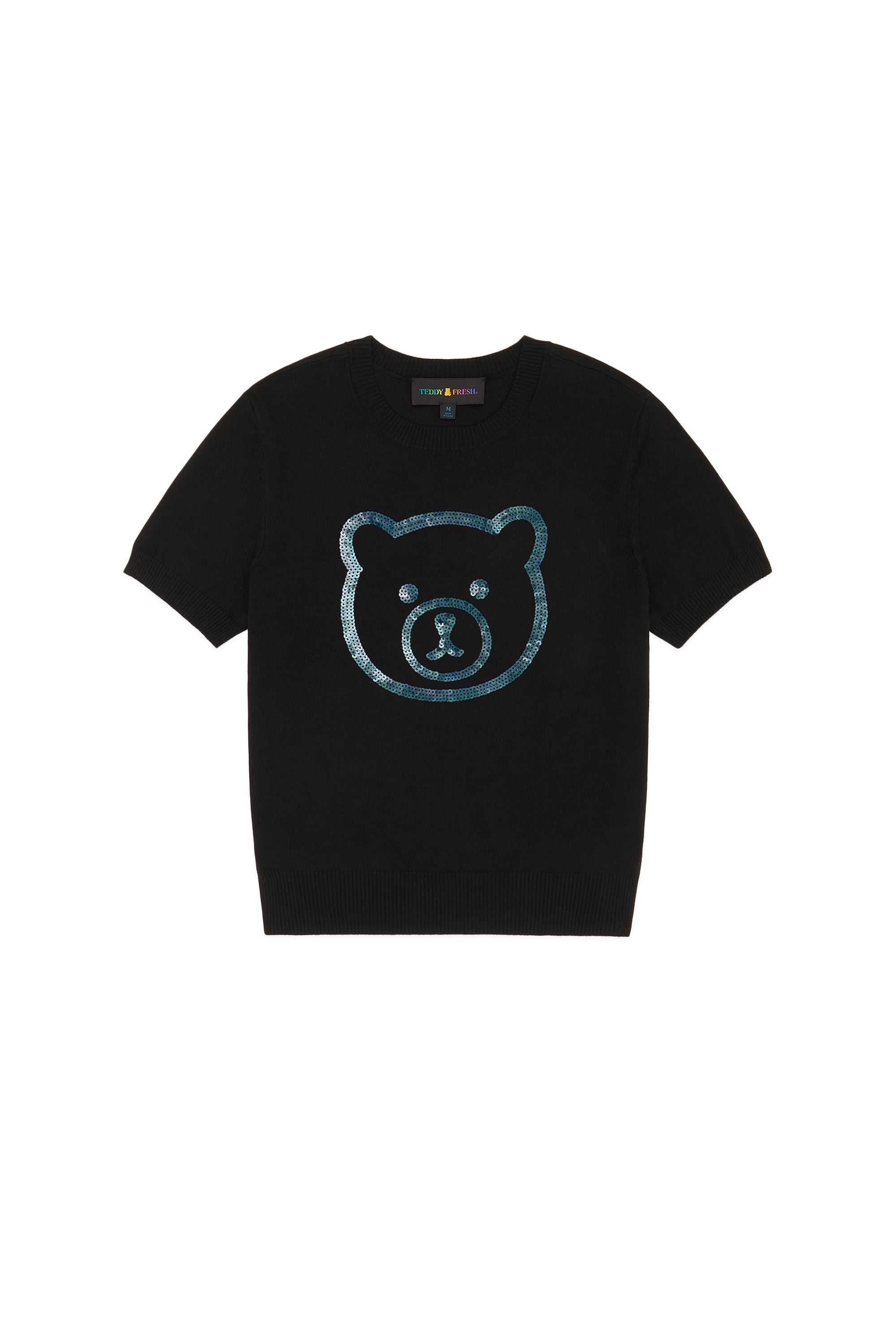 Black Teddy Fresh Sequin Bear Top | DLERUW568