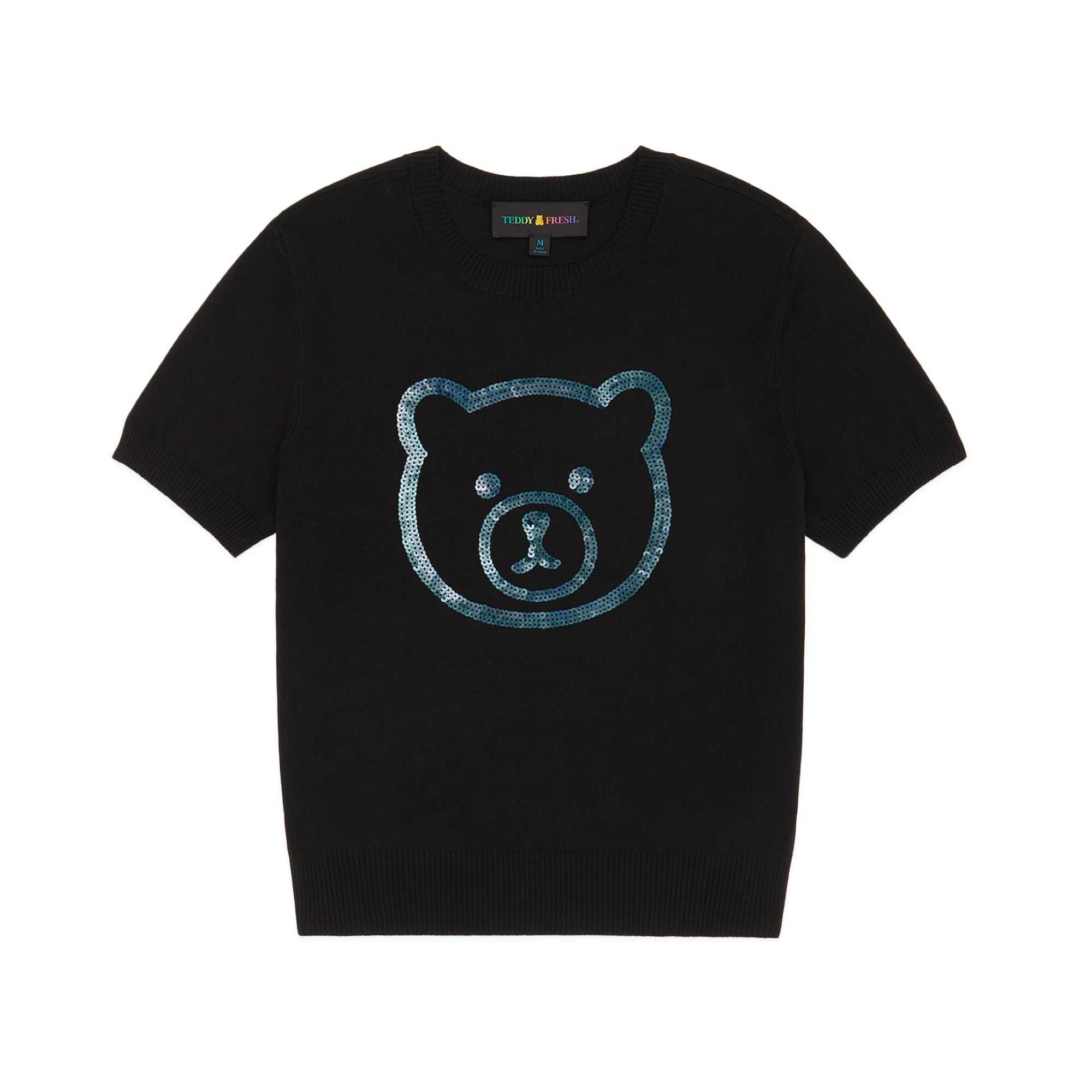 Black Teddy Fresh Sequin Bear Top | DLERUW568