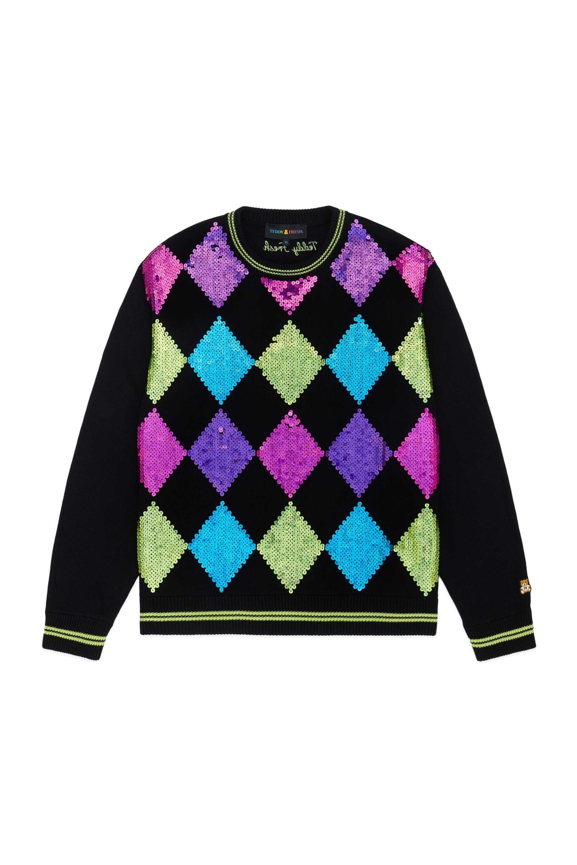 Black Teddy Fresh Sequin Sweater | MFIUOT139