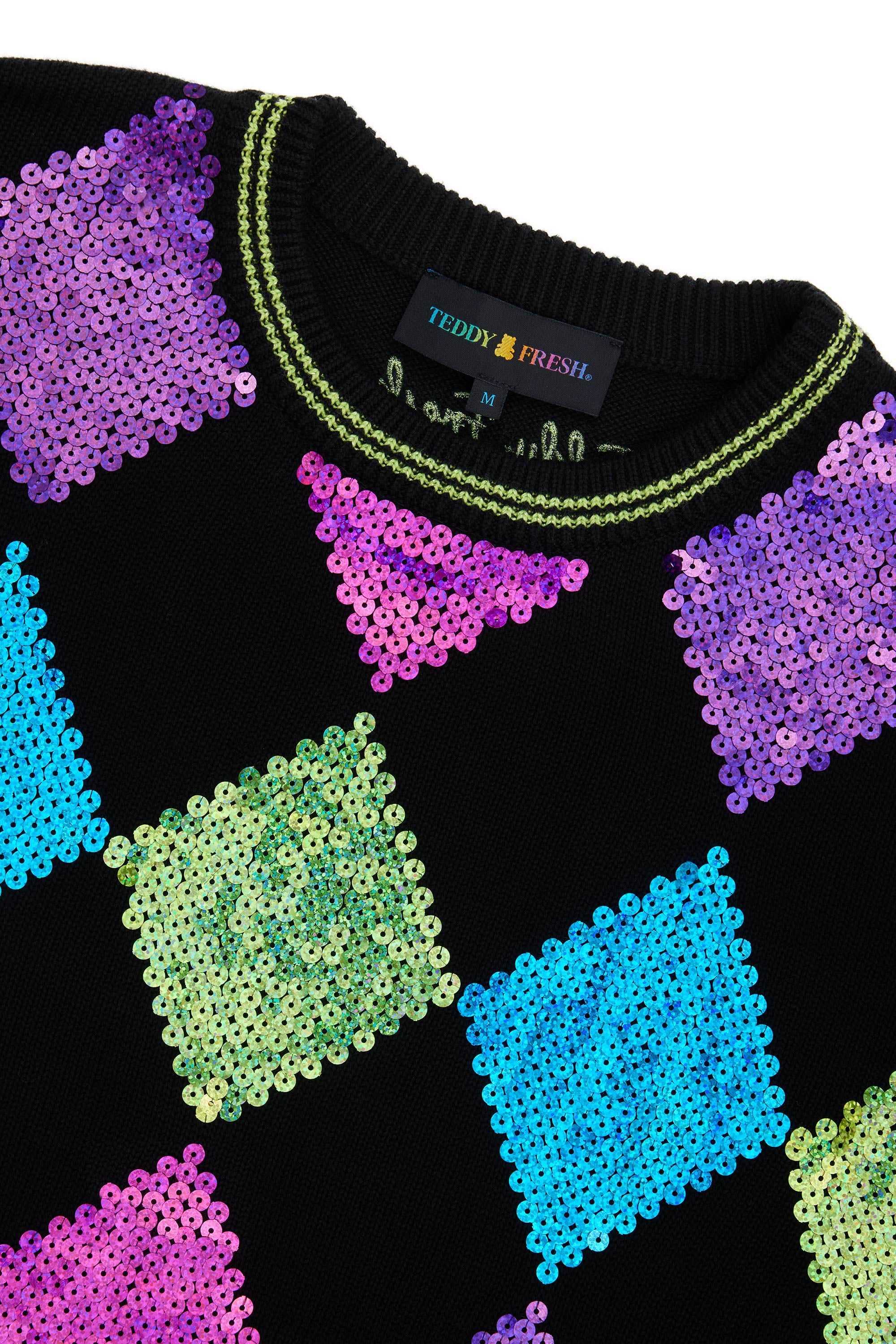 Black Teddy Fresh Sequin Sweater | MFIUOT139