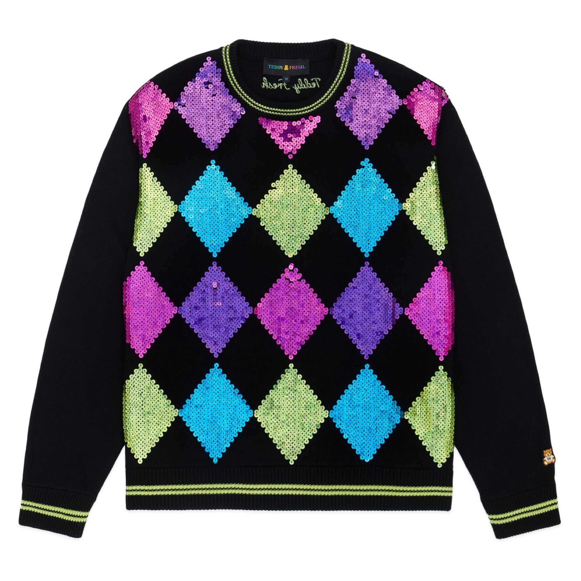 Black Teddy Fresh Sequin Sweater | MFIUOT139