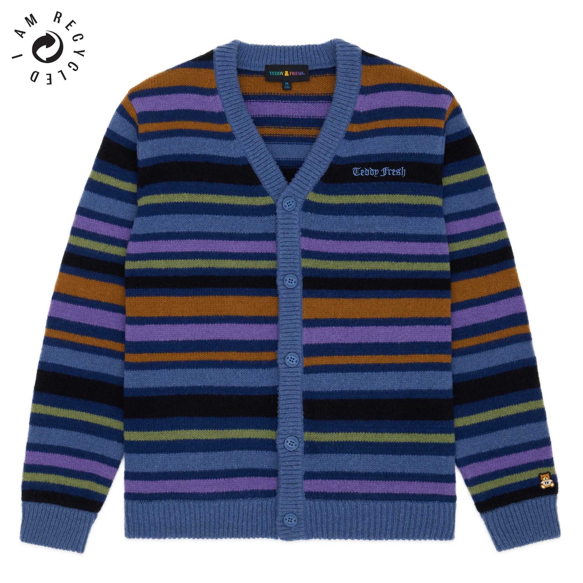 Black Teddy Fresh Stripe Cardigan | LSKBAD428