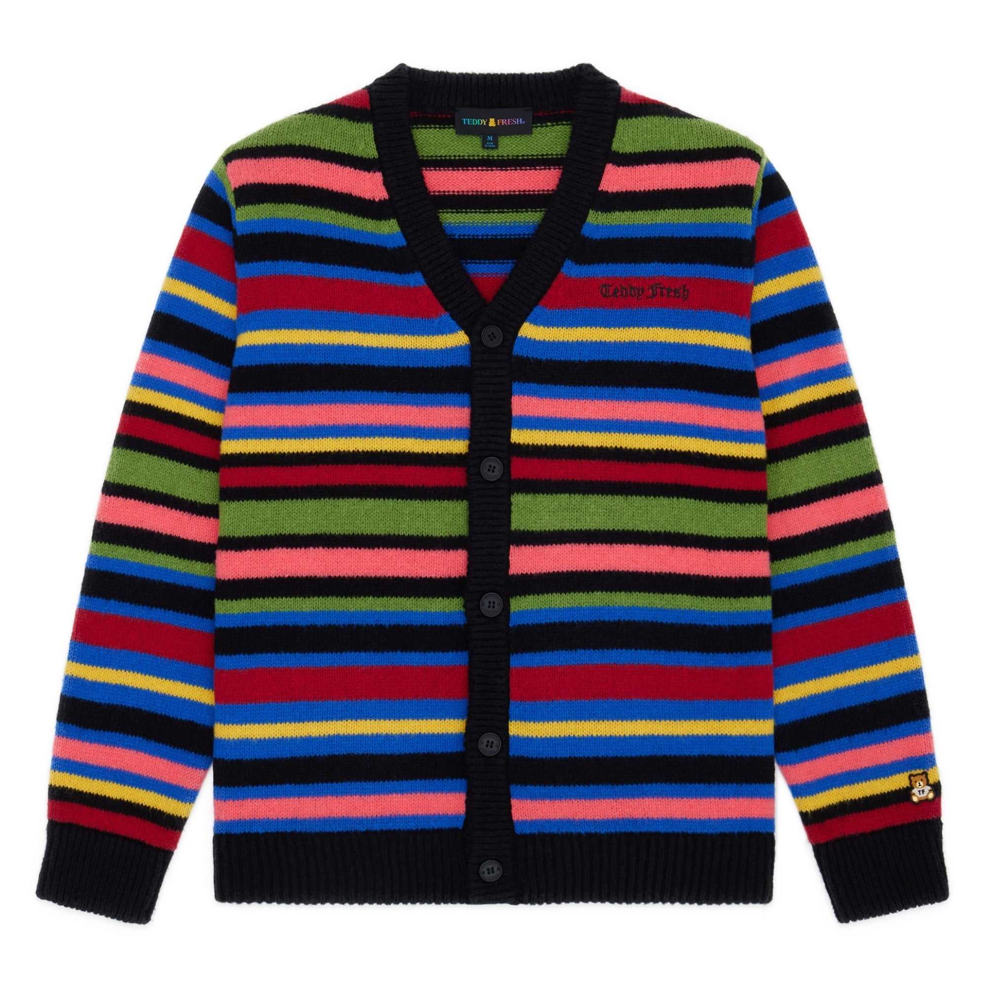 Black Teddy Fresh Stripe Cardigan | LSKBAD428