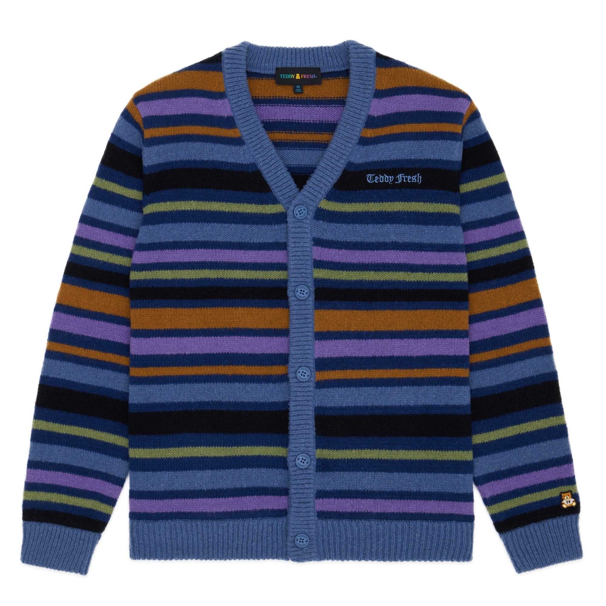 Black Teddy Fresh Stripe Cardigan | LSKBAD428