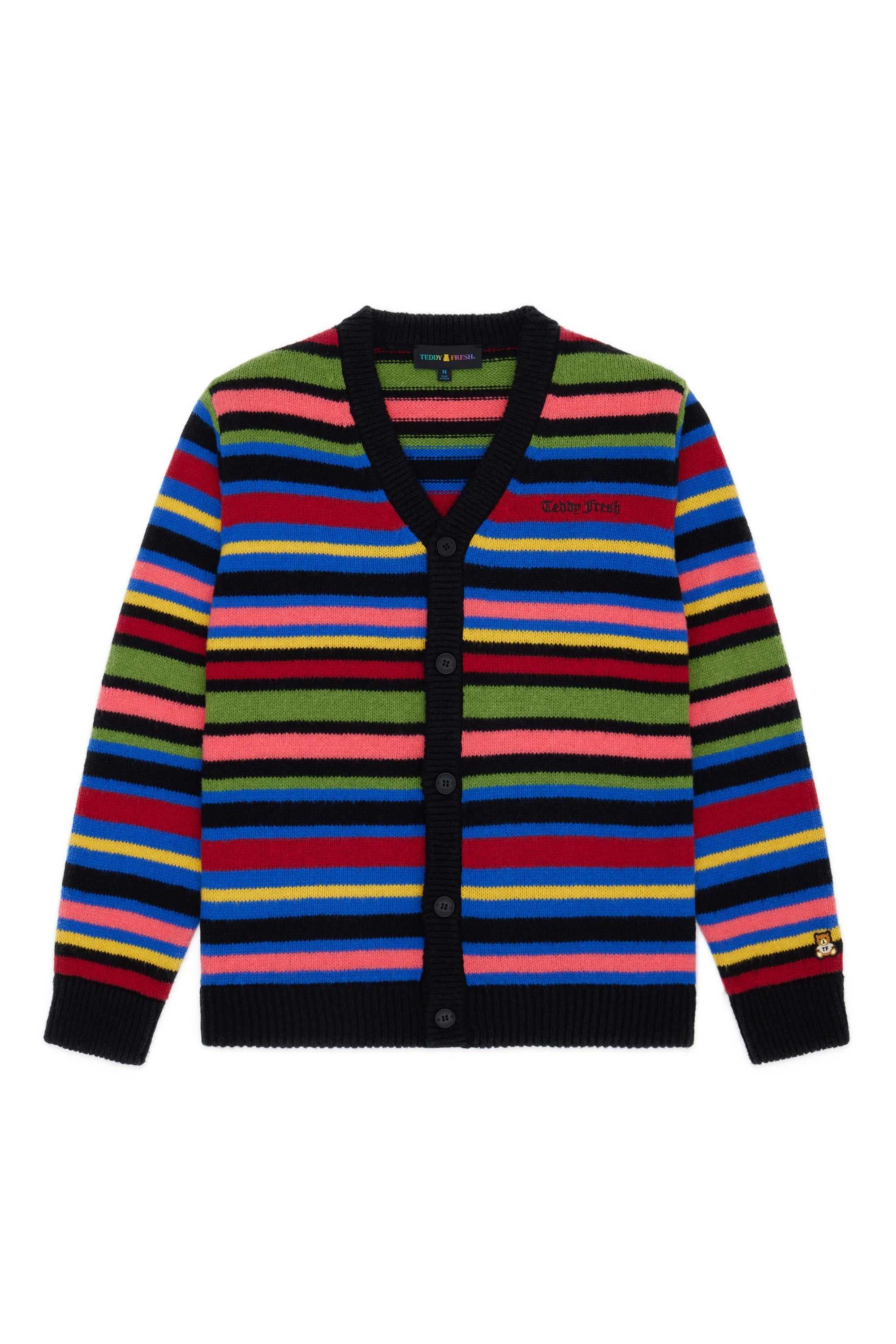 Black Teddy Fresh Stripe Cardigan | LSKBAD428