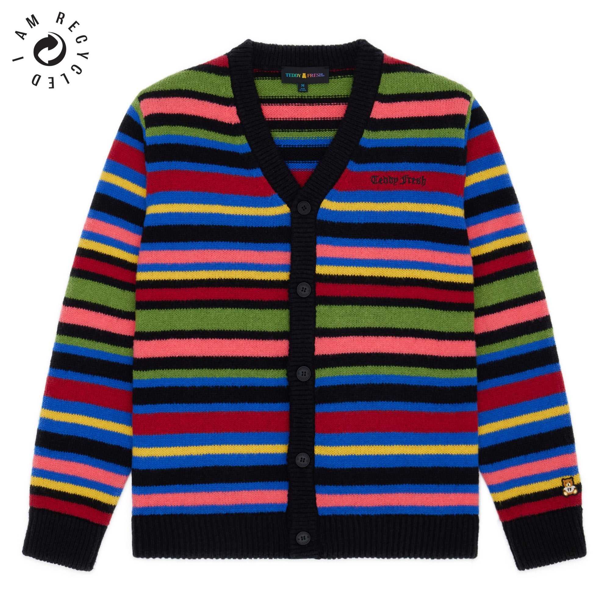 Black Teddy Fresh Stripe Cardigan | LSKBAD428