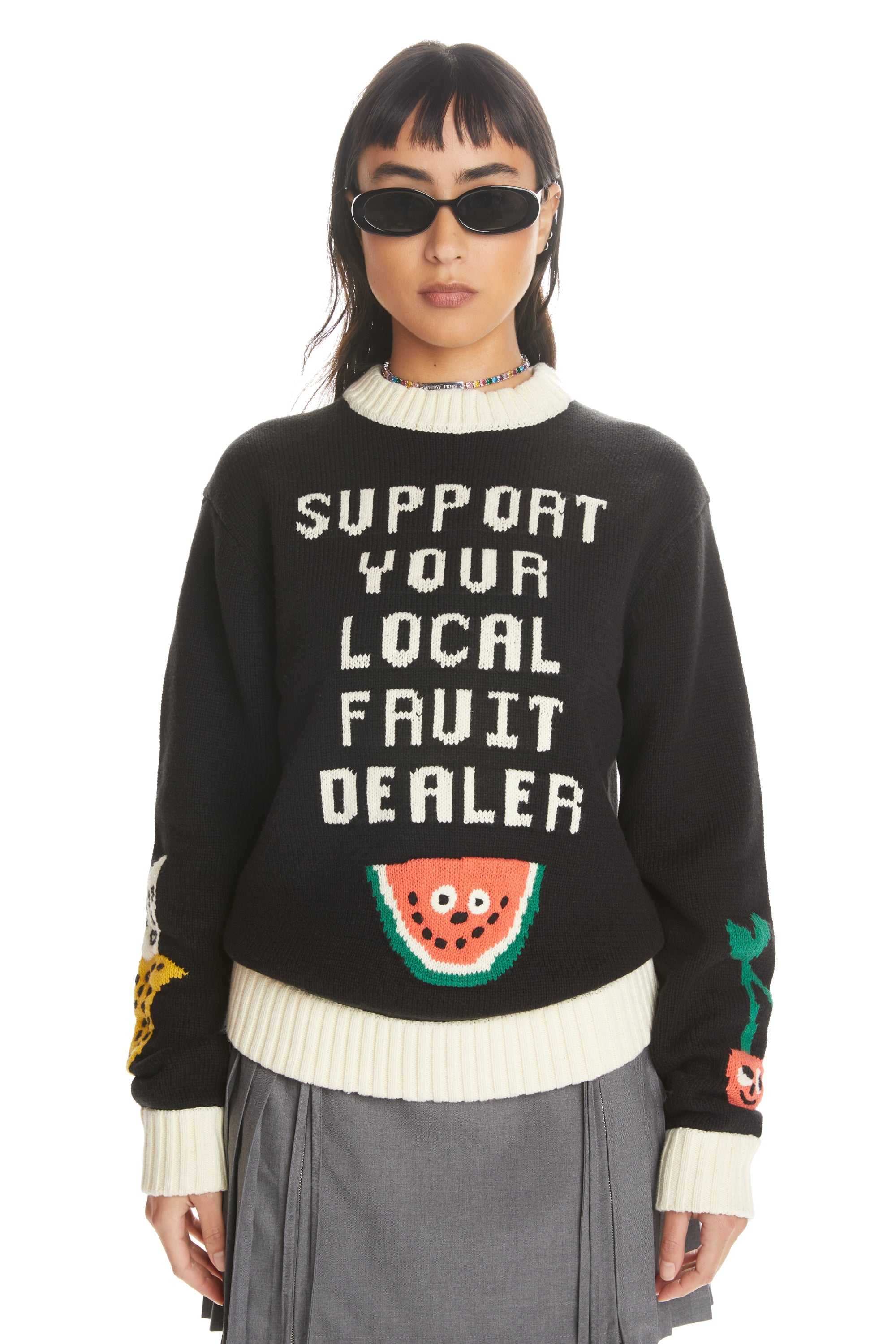 Black Teddy Fresh Support Your Dealer Sweater | WUTZMY058