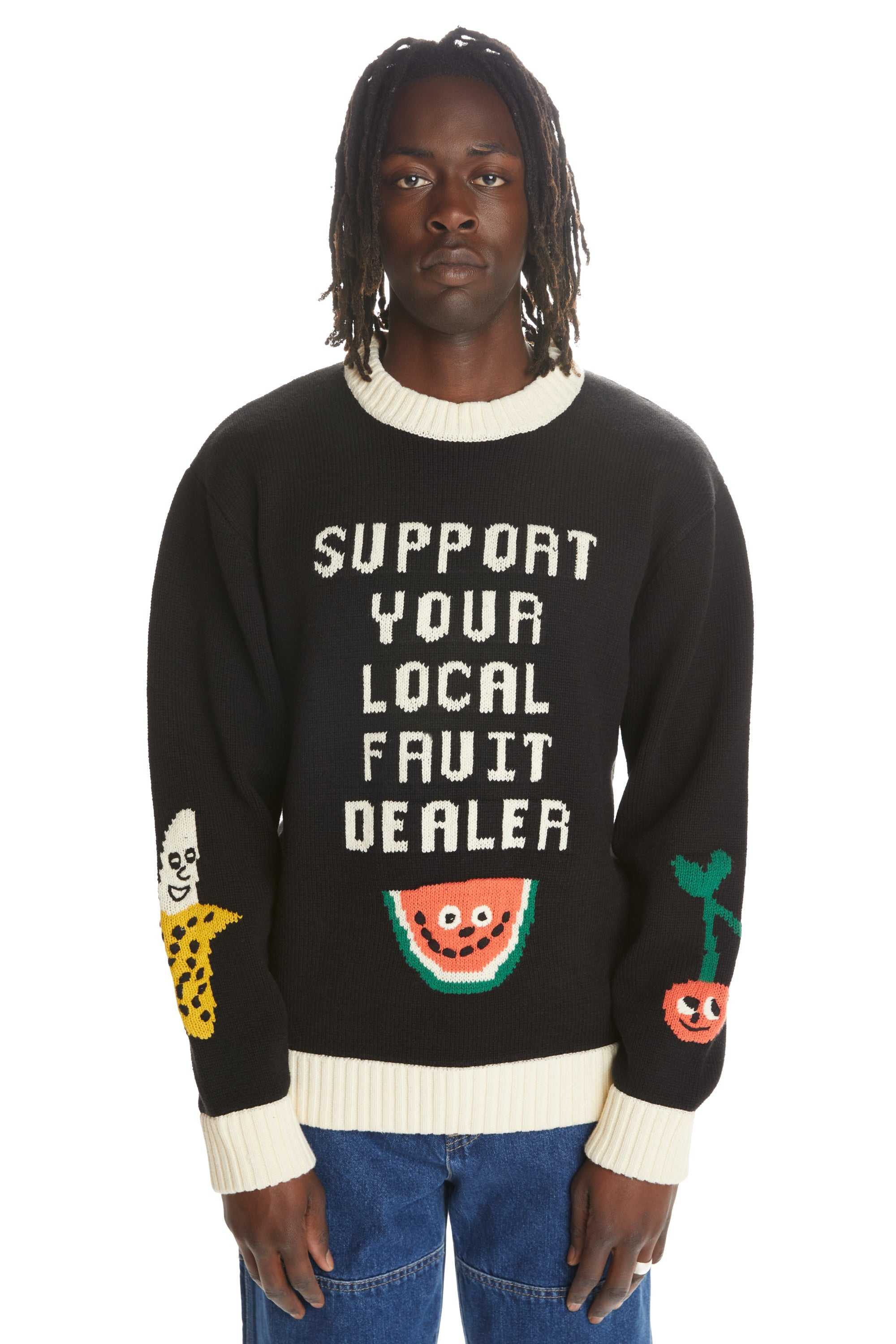 Black Teddy Fresh Support Your Dealer Sweater | WUTZMY058